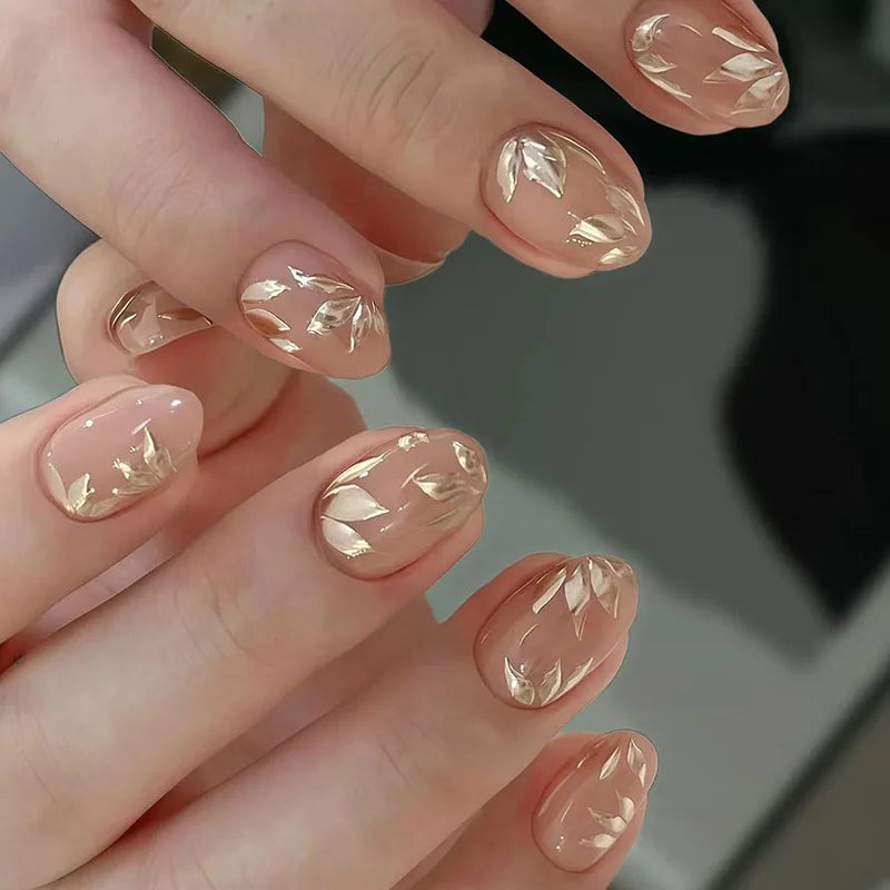24Pcs Short Almond Press on Nails - Full Cover False Nails with Garden Flower Design, Colorful Wearable Manicure for Women & Girls | Perfect for Parties, Weddings, Daily Wear & Nail Art Enthusiasts