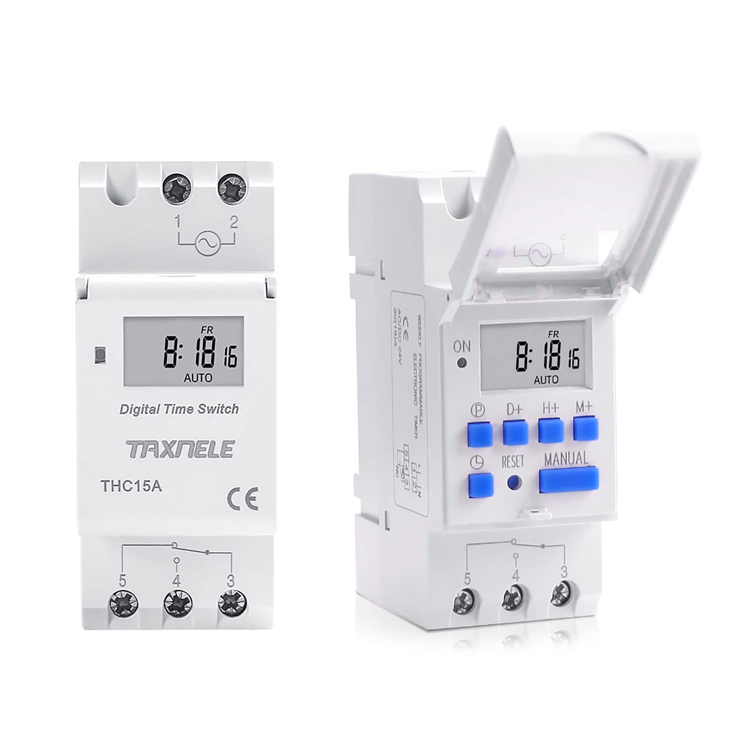 THC15A & THC30A Digital LCD Electronic Relay Timer - 7-Day Programmable DIN Rail Timer Switch, 230VAC - Perfect for Home Automation, HVAC Systems & Industrial Control