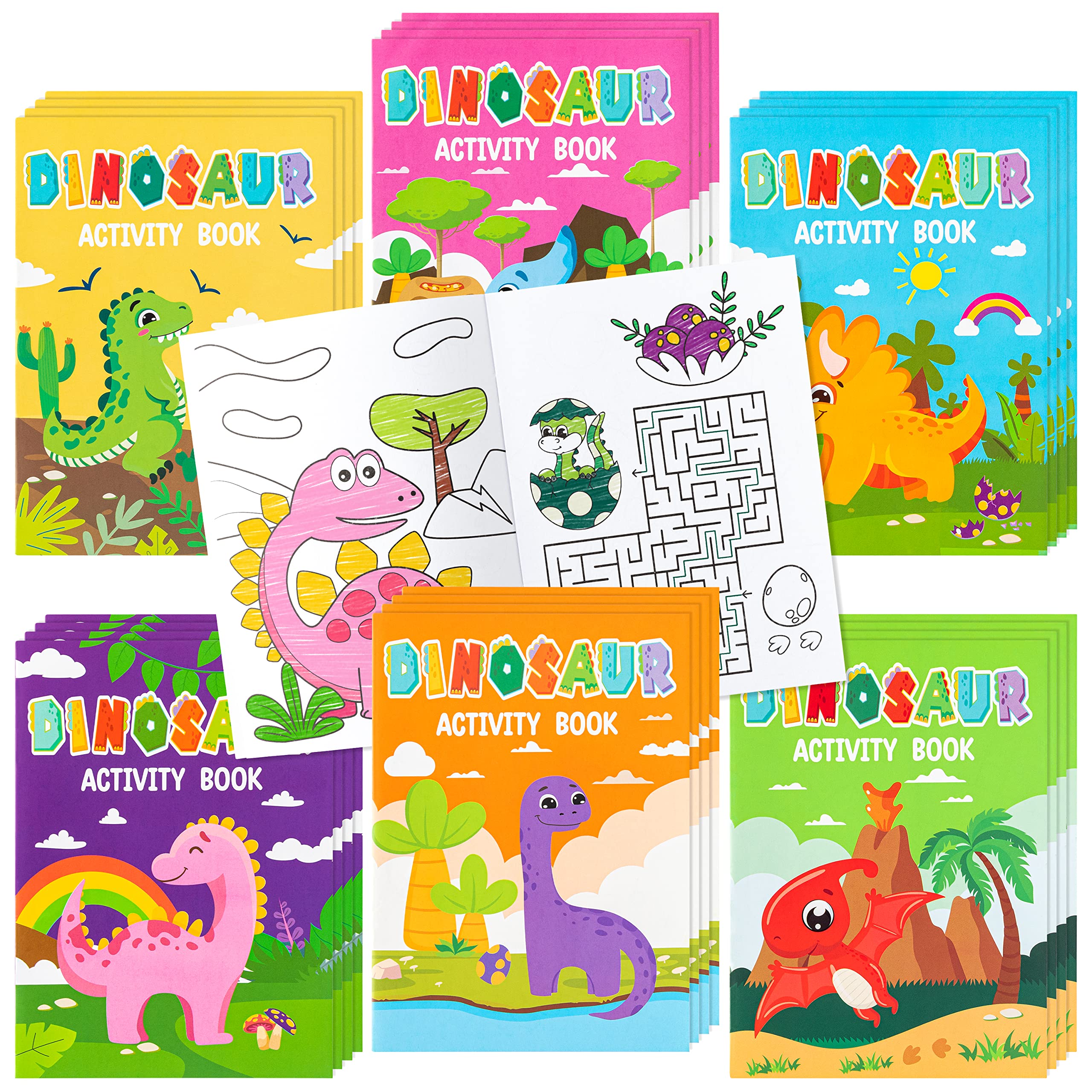 JAPBOR 24-Piece Dinosaur Coloring Book Set for Kids - Mini Art Activity Pages, Drawing Booklet, Party Favors, Birthday Party Supplies, Bulk Goodie Bag Fillers | Perfect for Birthday Parties, Classroom Activities, Travel Entertainment & Creative Play