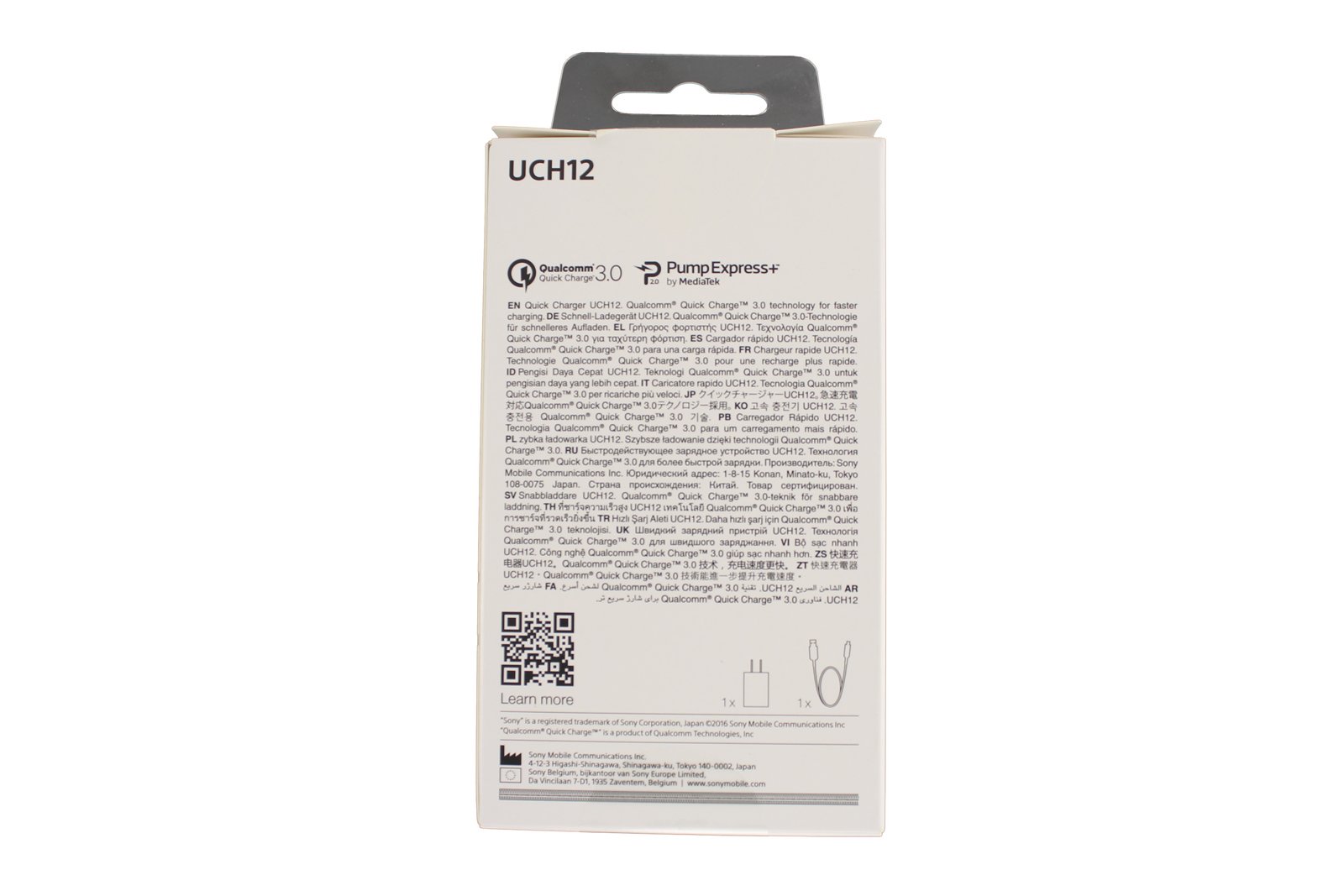 Sony Fast Charger with USB Cable - Quick Charge 3.0 UK Plug - Black | Compatible with Xperia, Galaxy, iPhone | Perfect for Home, Office & Travel