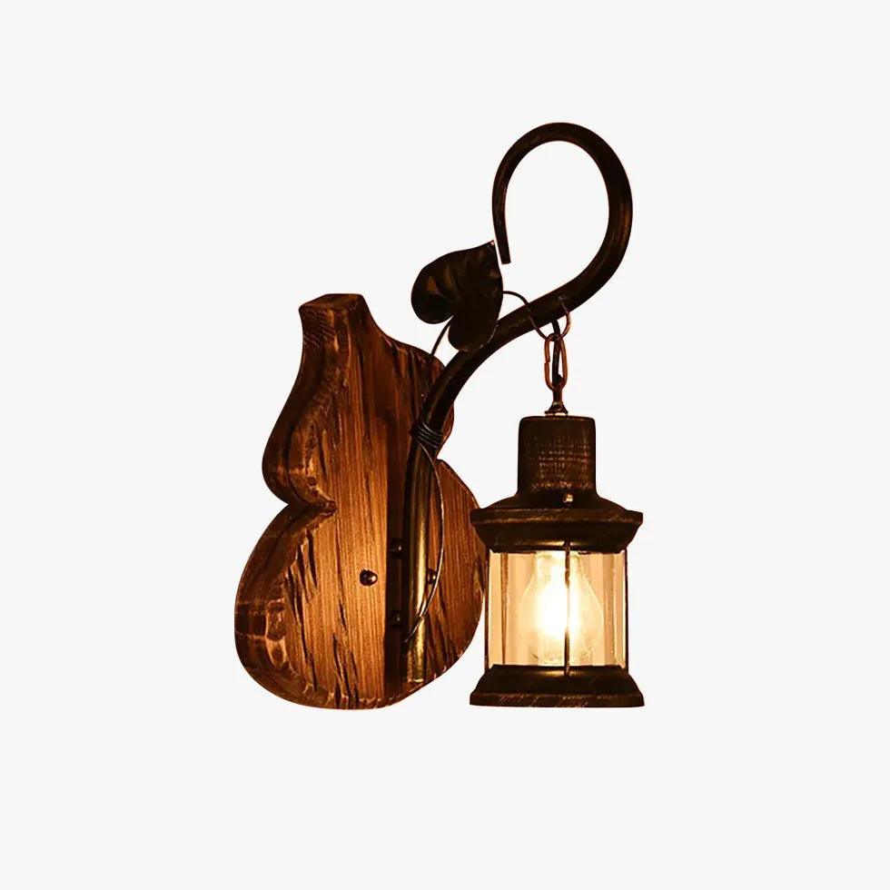 Vintage Wooden Cucurbits Lantern Wall Lights - Rustic Farmhouse Decor for Indoor & Outdoor Use - Perfect for Porch, Garden, and Patio Lighting