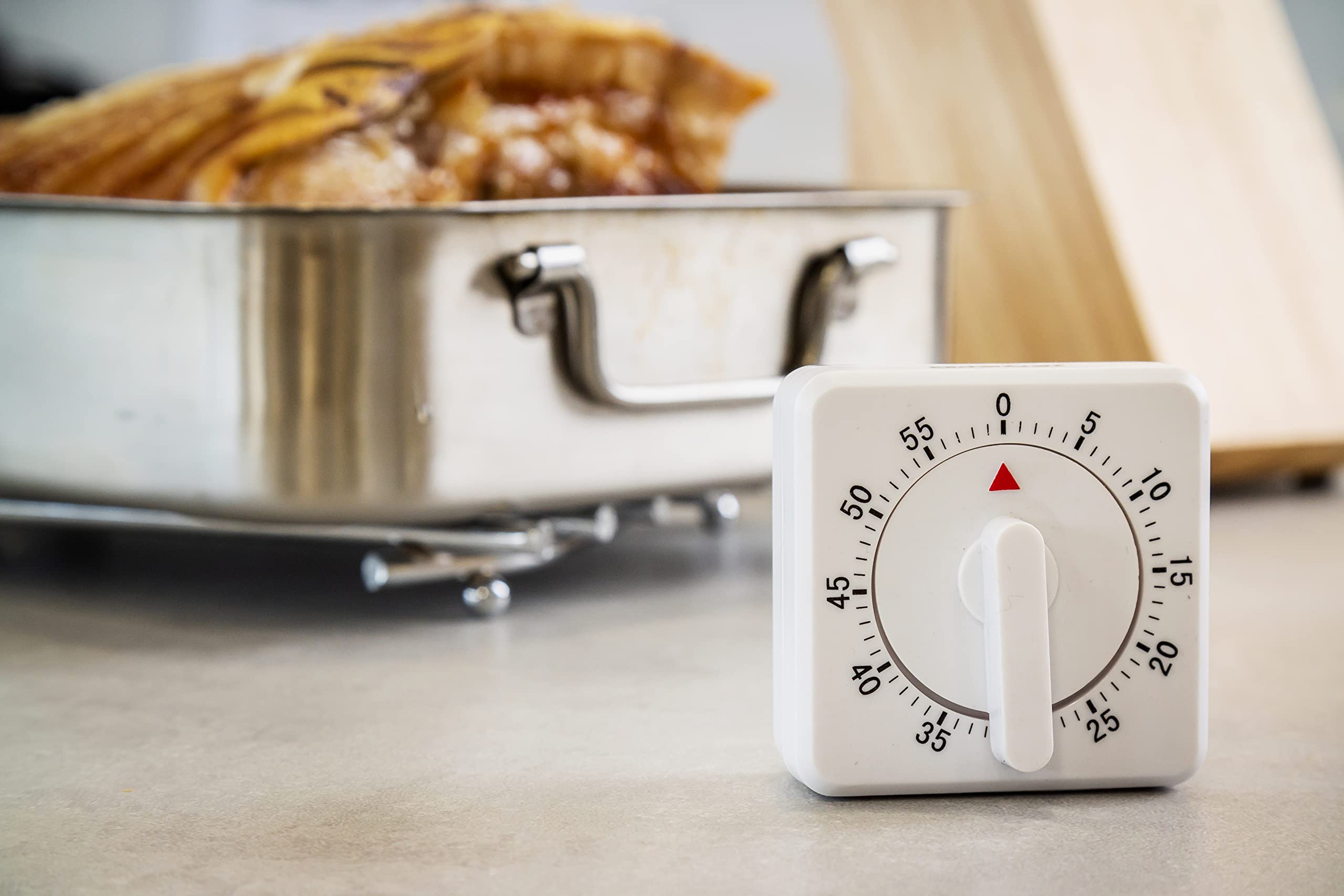 KitchenCraft 60-Minute Mechanical Wind Up Kitchen Timer - White | Perfect for Baking, Cooking, and Classroom Activities