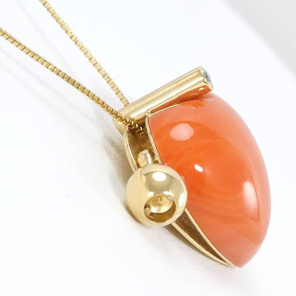 18K Yellow Gold Coral Diamond Necklace - Elegant Statement Jewelry for Women, Perfect for Weddings, Anniversaries & Special Occasions