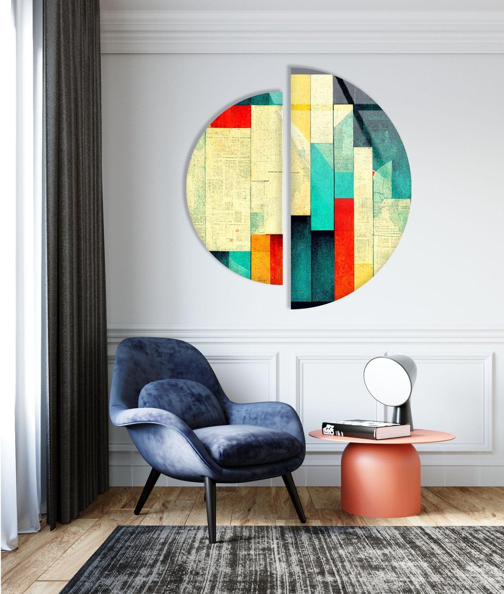 Abstract Beige Glass Wall Art Set of 2 - Modern Home Decor for Living Room, Bedroom & Office - Handcrafted Contemporary Artwork for Interior Design
