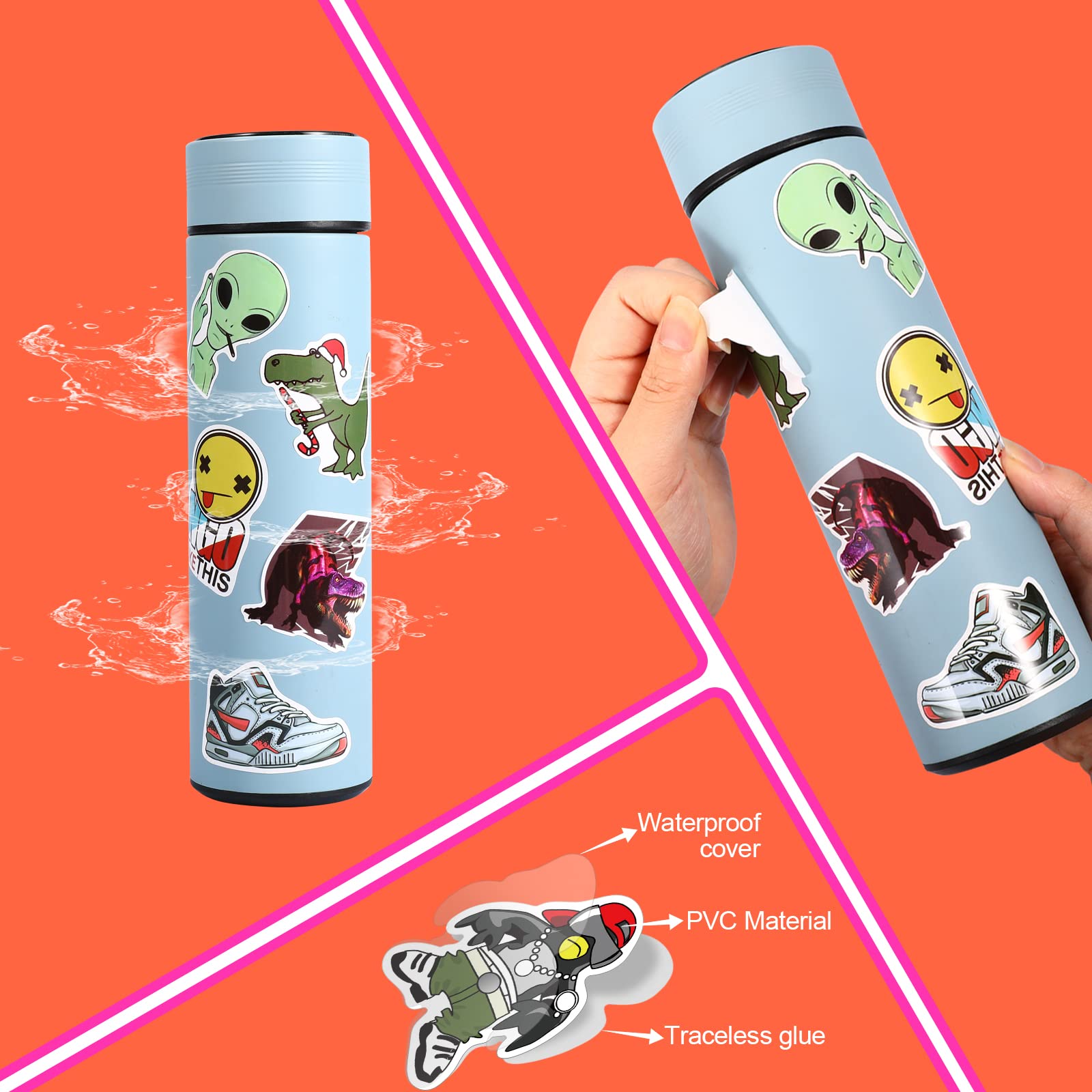 600 Pcs Vinyl Stickers Pack - Waterproof Decorative Stickers for Water Bottles, Laptop, Bike, Car, Skateboard & Helmet - Perfect for DIY Crafts, School Projects, and Personalizing Your Belongings