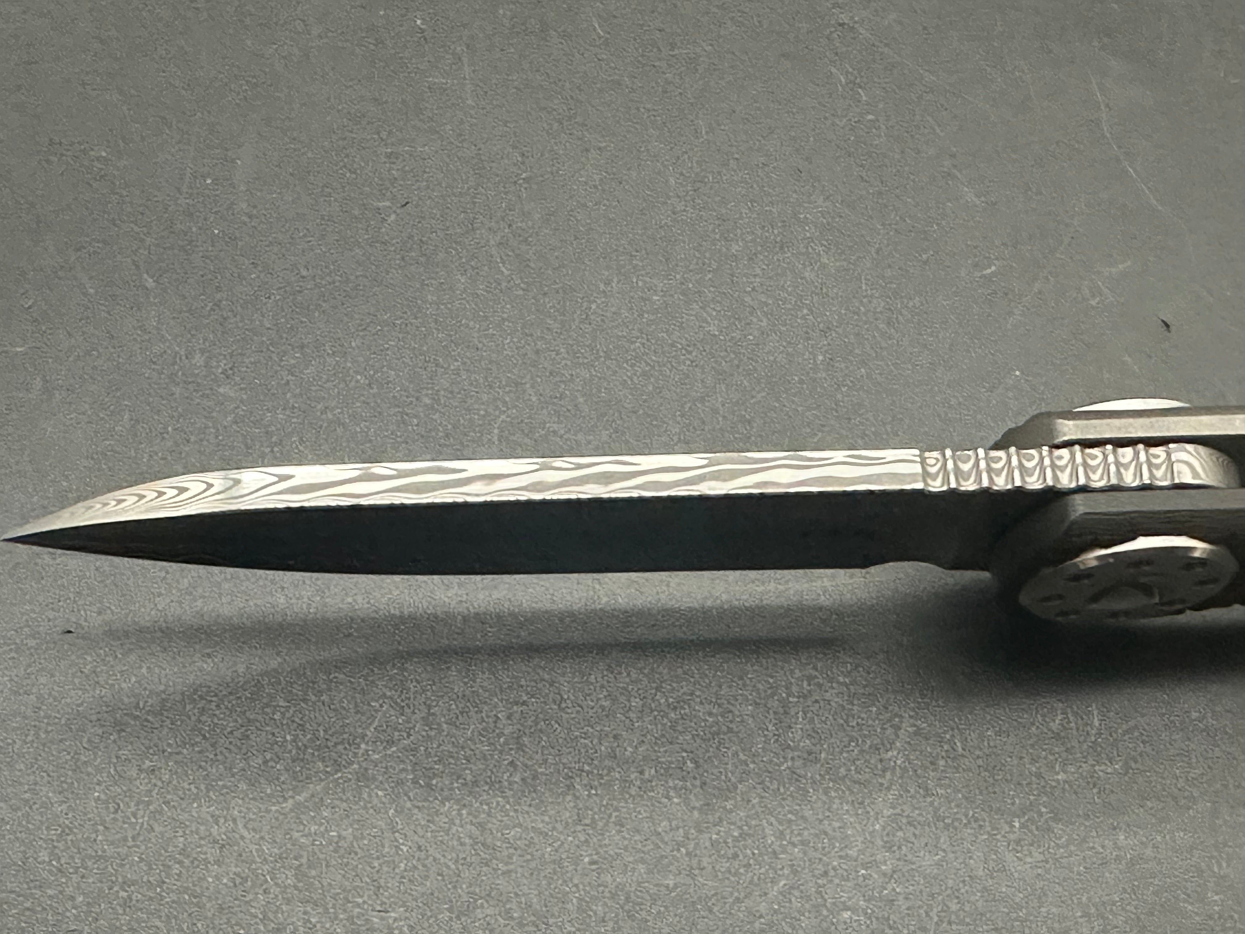 Premium Cruze Damascus Knife with Frag Patterned Handle - Handcrafted Custom Knives by Curtiss | Perfect for Outdoor Adventures, Camping & Survival Gear