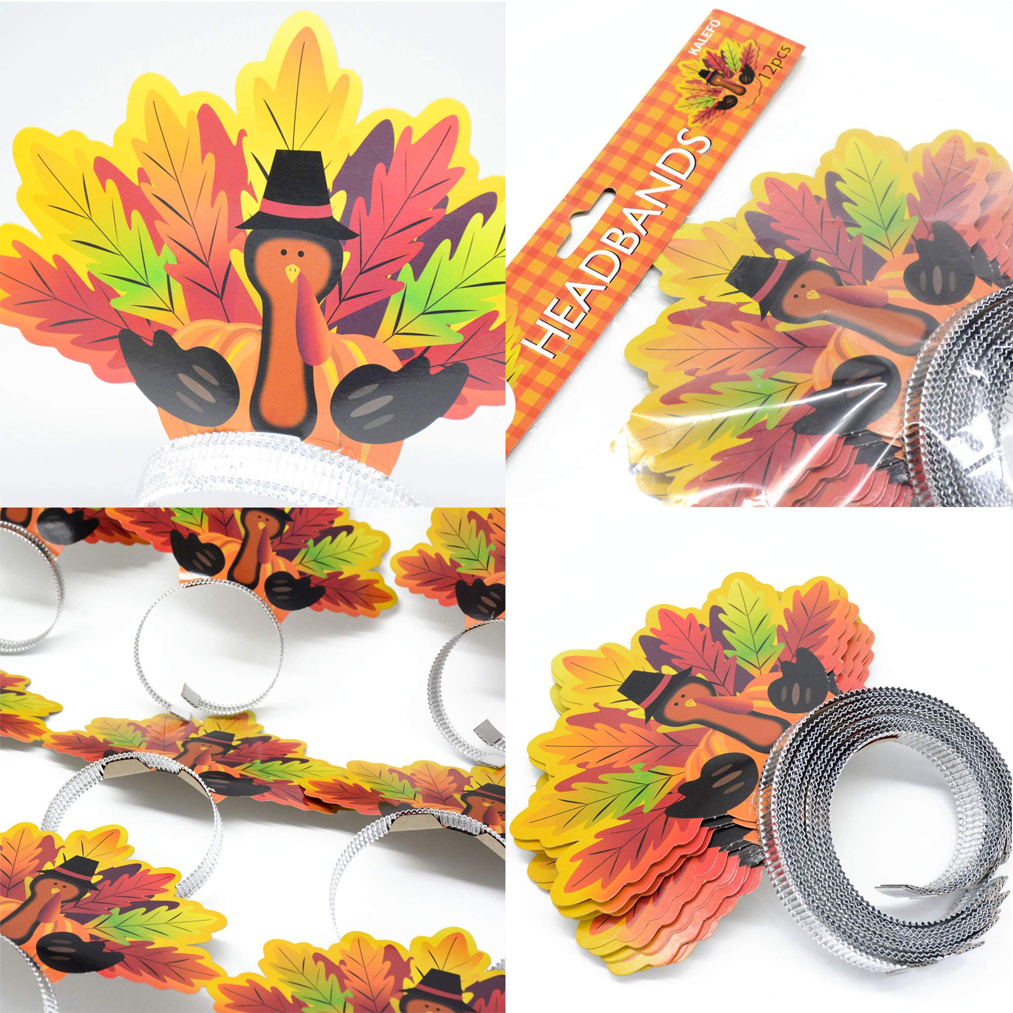 Thanksgiving Turkey Headbands - 12 Pack Holiday Party Favors & Accessories for Thanksgiving Decorations, Turkey Trot Races & Family Gatherings