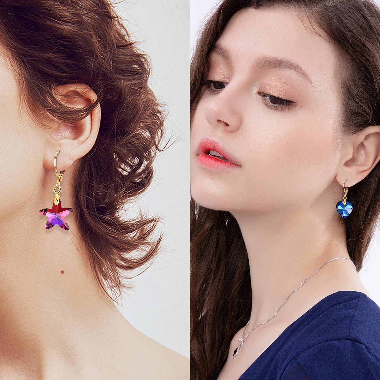 16 Pairs Multi-Color Small Dangle Earrings for Women - Crystal Earrings Set with Butterfly, Heart & Teardrop Shapes | Perfect for Parties, Weddings & Everyday Wear