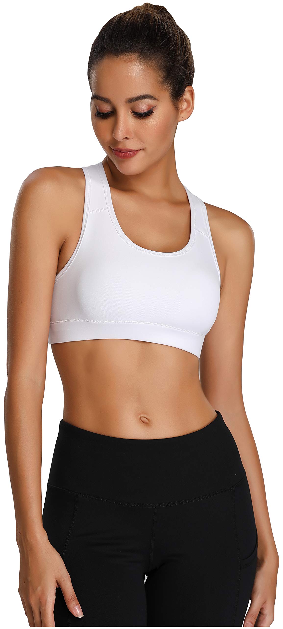 Oalka Women's Racerback Sports Bra - High Support Workout Bras for Running, Yoga & Fitness | Moisture-Wicking & Breathable Activewear for Gym, Training & Daily Wear