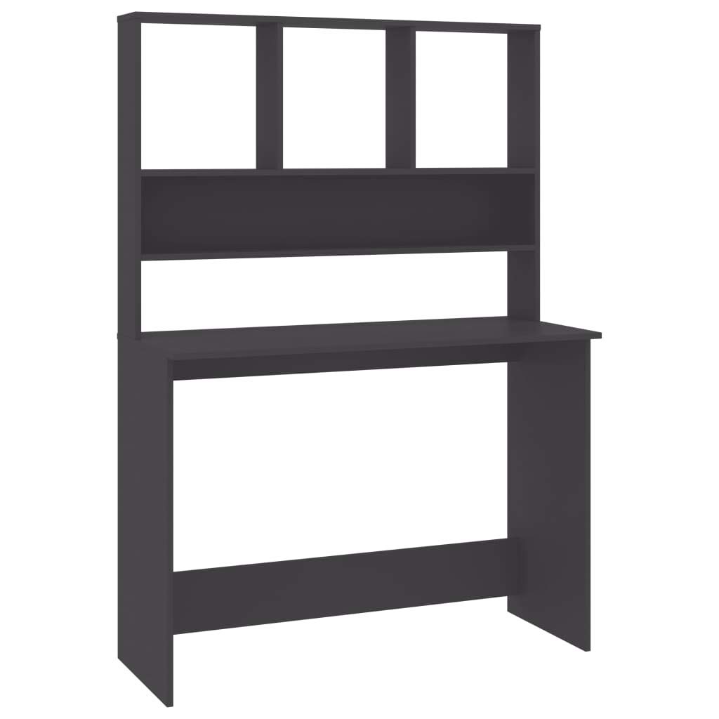 FAMIROSA Gray Computer Desk with Shelves, 43.3