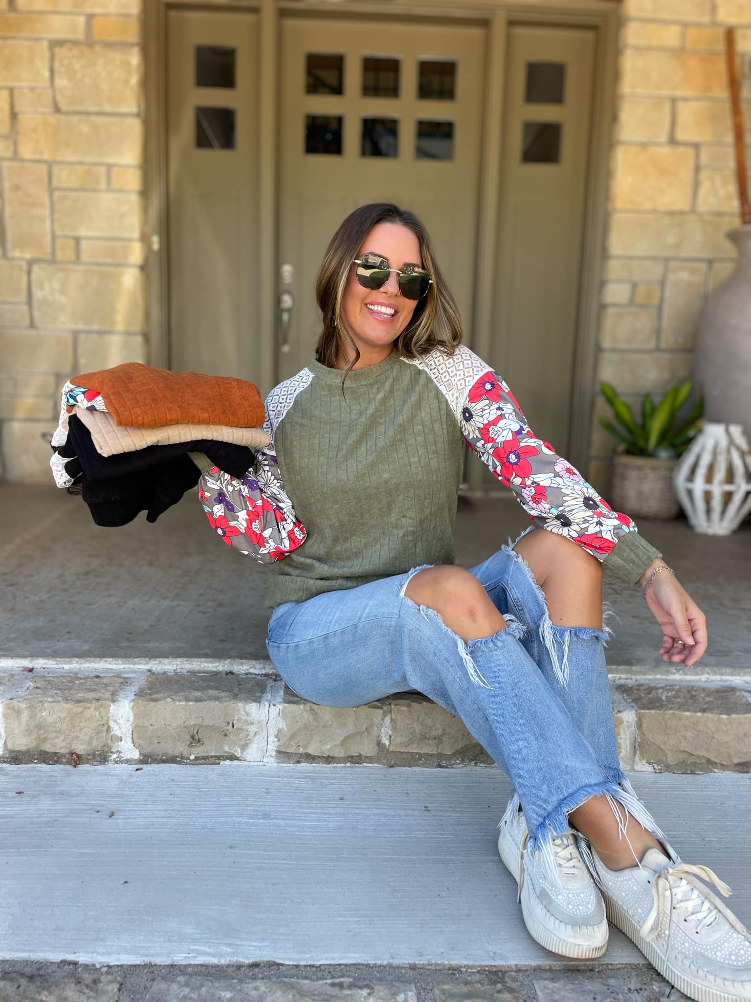 Aston Patchwork Blouse for Women - 4 Color Options | Boho Chic Floral Print Top | Perfect for Casual Wear, Office & Date Nights
