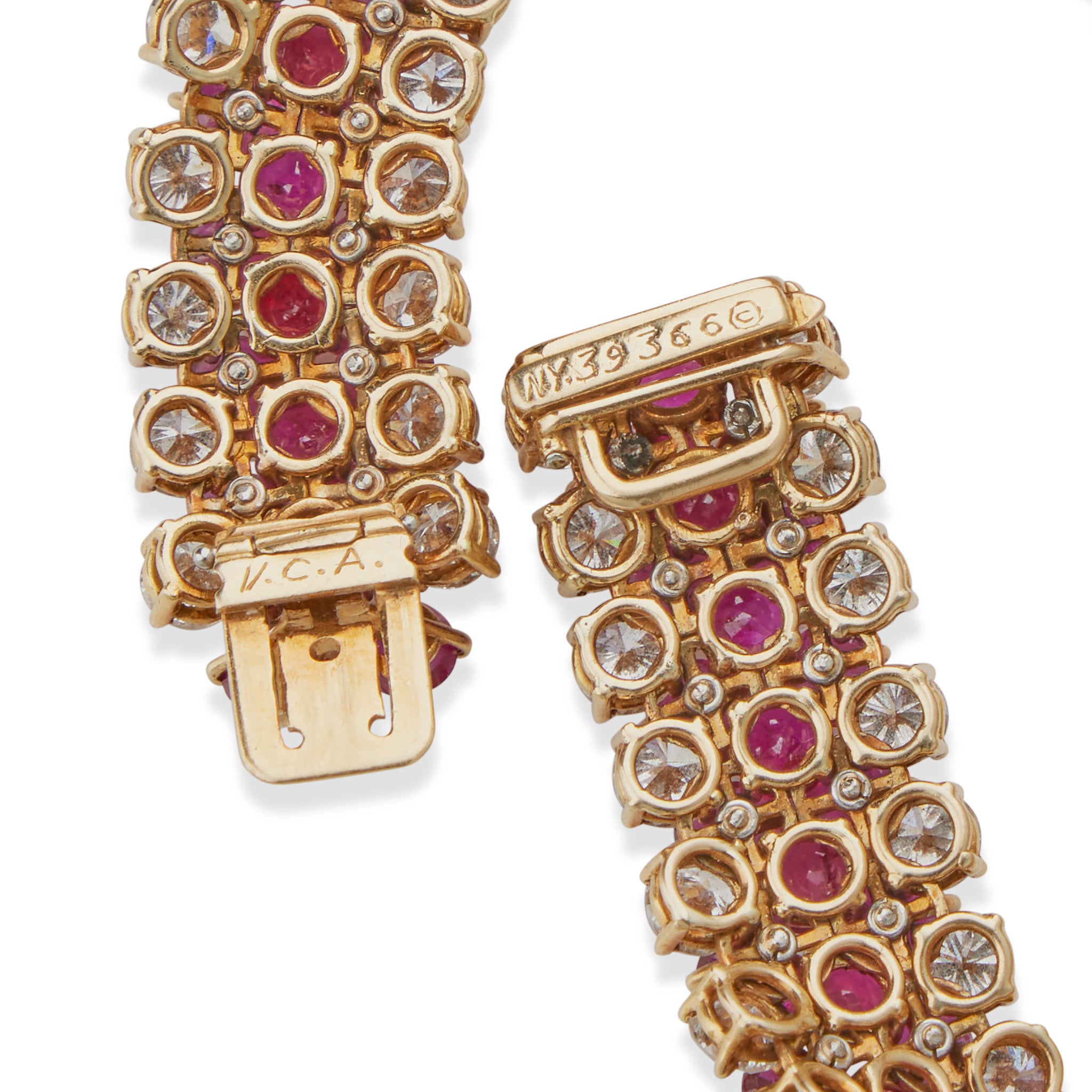 Van Cleef & Arpels Genuine Burma Ruby Tennis Bracelet - 18K Gold Luxury Jewelry for Women, Perfect for Weddings, Anniversaries & Special Occasions