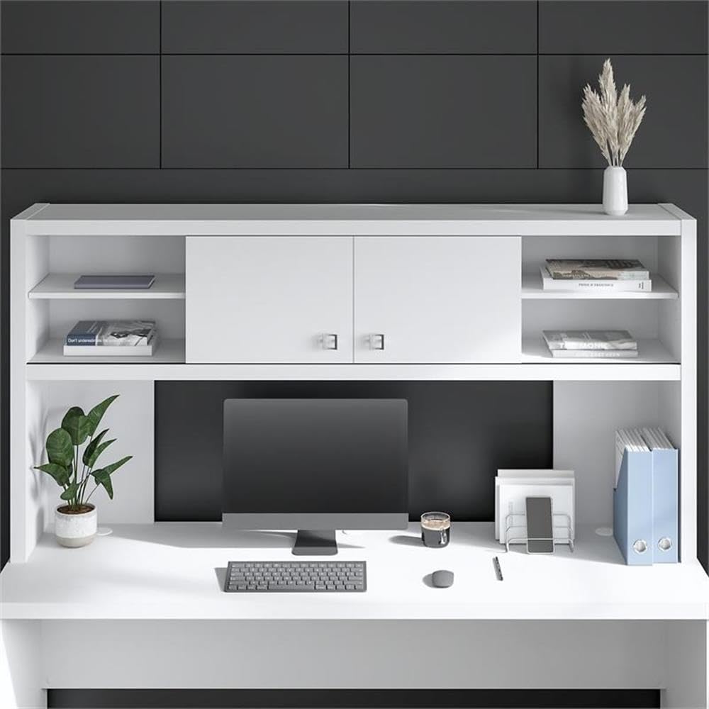 Bush Business Furniture Echo 72W Office Desk Hutch in Pure White - Perfect for Home Office, Study Room & Workspace Organization