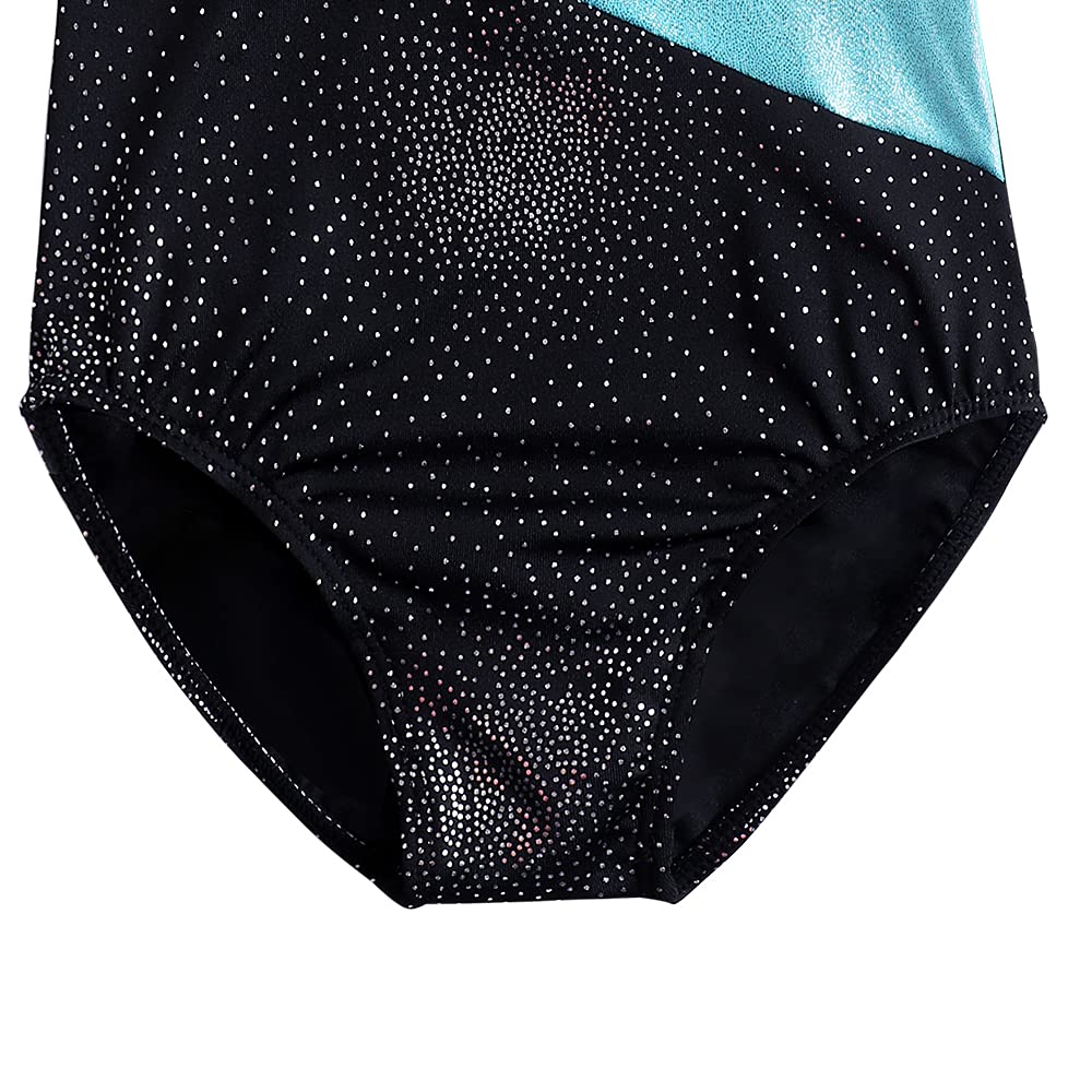 DAXIANG Girls Gymnastics Leotards - Toddler Dance Ballet Tutu with Sparkles & Colorful Ribbons in Black Blue Purple - Perfect for Ballet Class, Dance Competition & Gymnastics Performance