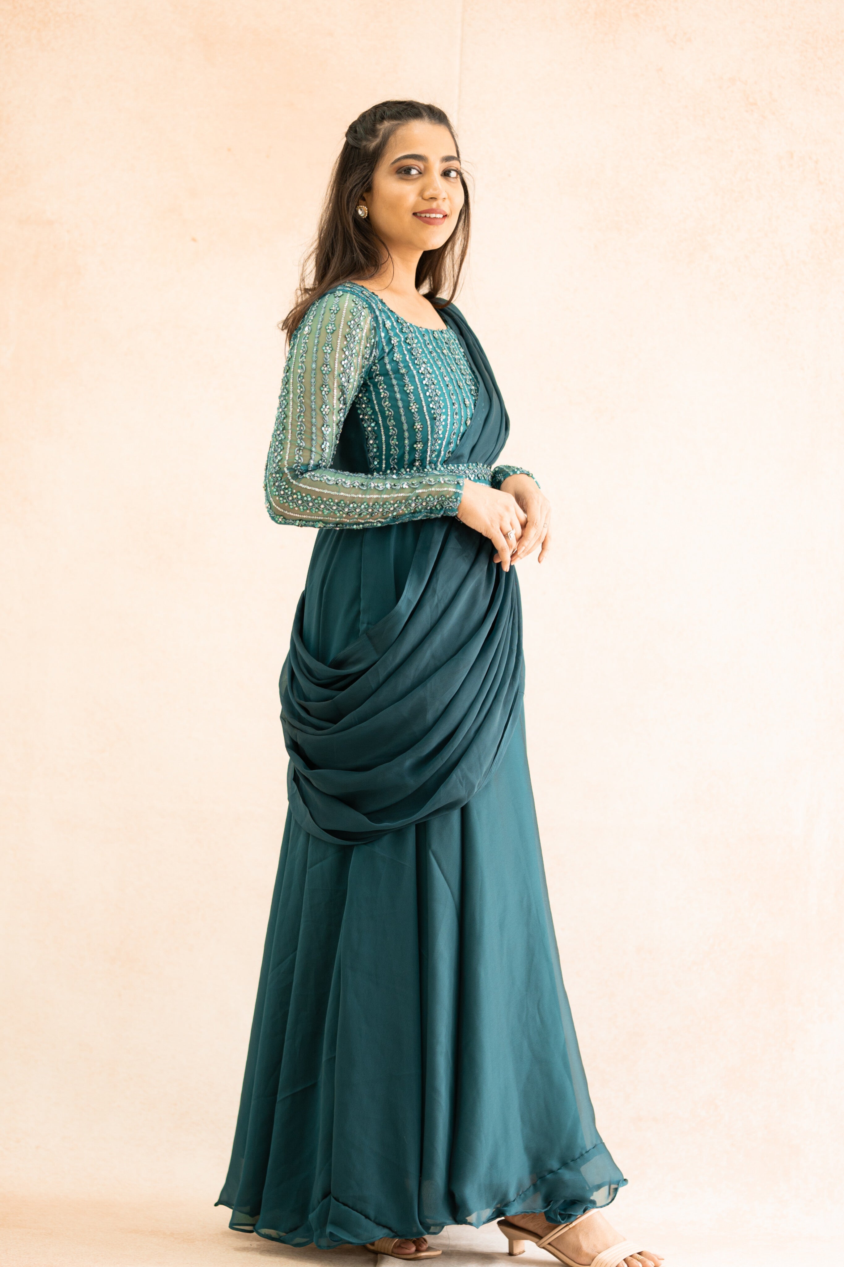 DD420 Sreeja Designer Anarkali Kurti - Elegant Indian Ethnic Dress for Women | Perfect for Weddings, Festivals & Special Occasions