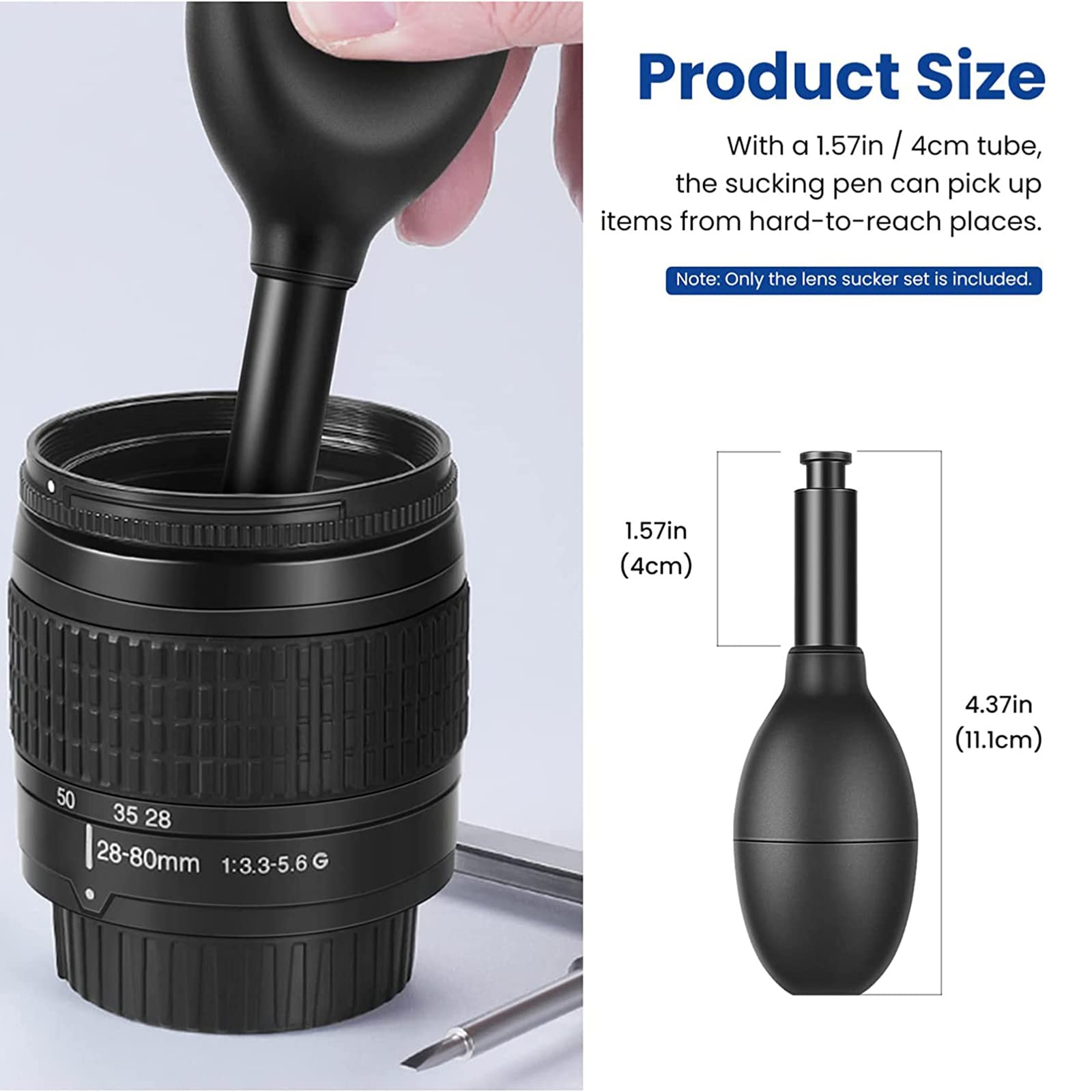 8-in-1 Lens Sucker Kit with 7 Interchangeable Strong Suction Cups - Manual Vacuum Suction Pen for Lens Repair, Watch & Electronics Cleaning - Perfect for Camera Lenses, Smartphone Screens & Small Parts Maintenance