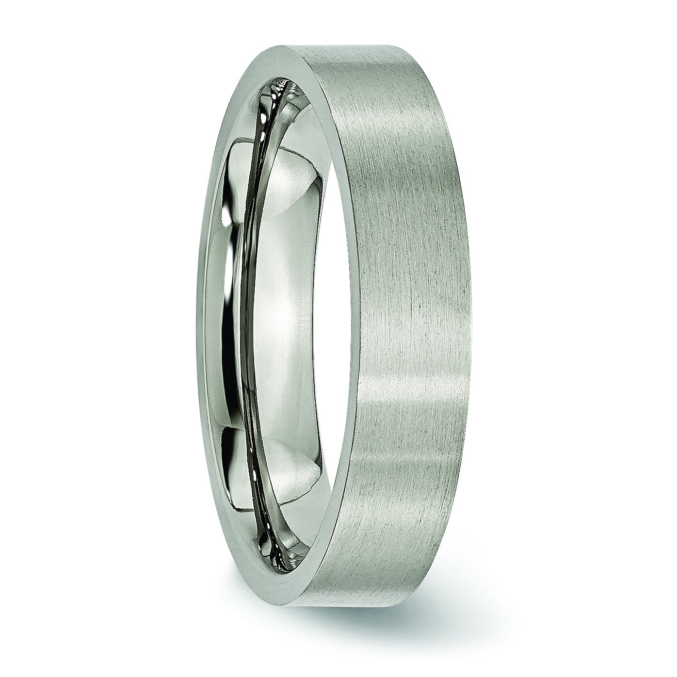 Men's Titanium Flat 5mm Brushed Wedding Band Ring - Durable & Comfortable Wedding Ring for Men, Perfect for Engagement, Anniversary and Everyday Wear