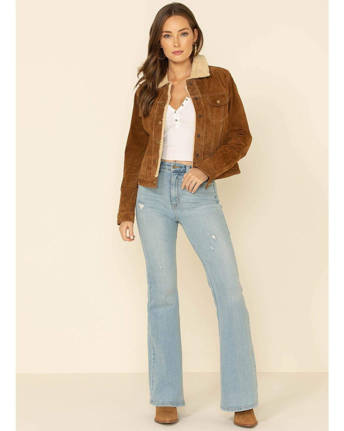 Stylish Scully Black Boar Suede Women's Denim Jacket | Vintage Inspired Biker Jacket for Casual Outfits & Fall Fashion