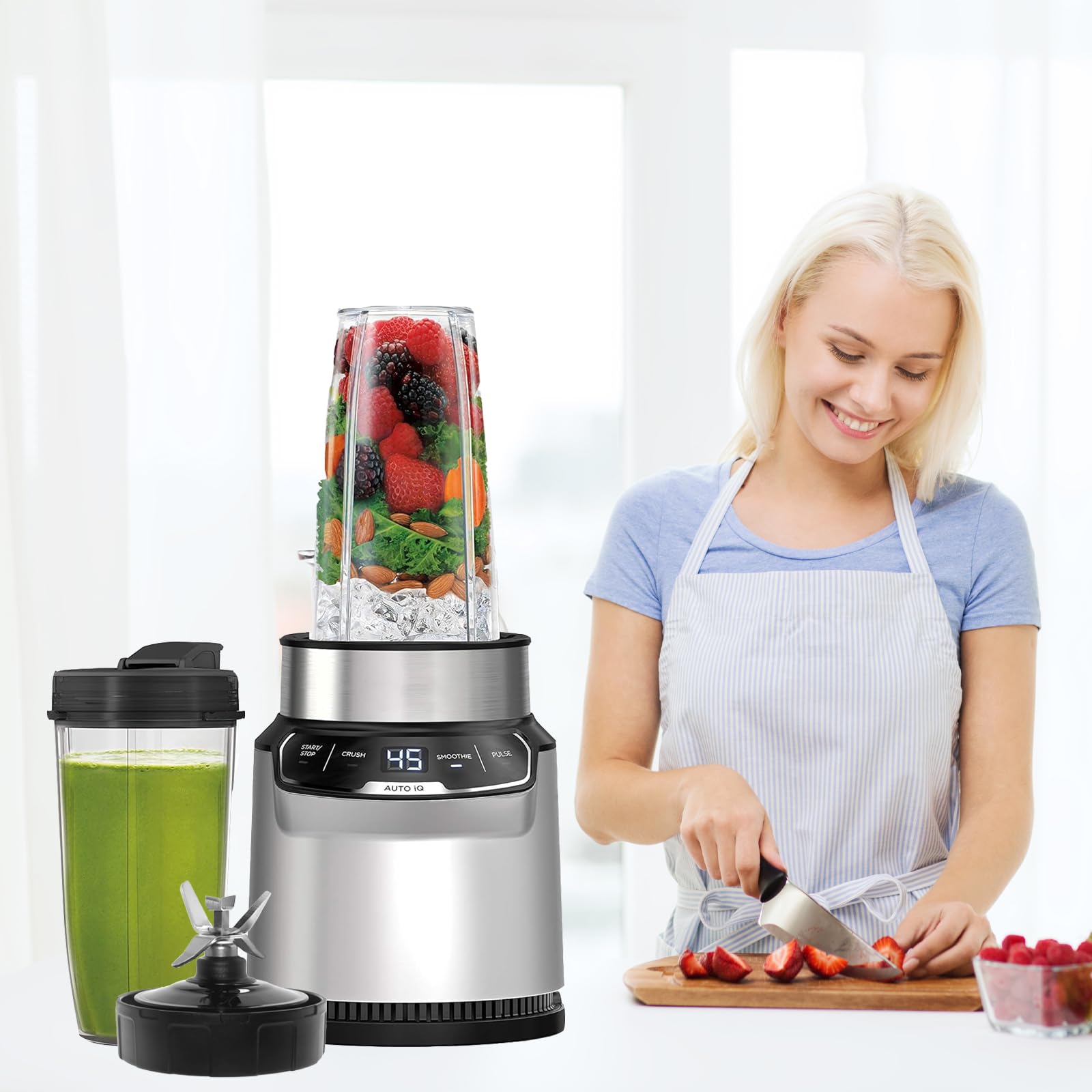 7 Fins Blender Blade Replacement for Ninja BN401 BN751 BN801 BL480-30 - Compatible with Auto iQ BL682-30 BL642-30 BL687CO-30 BL482-30 - High Performance Extractor Blade Assembly for Smoothies, Juicing & Food Prep
