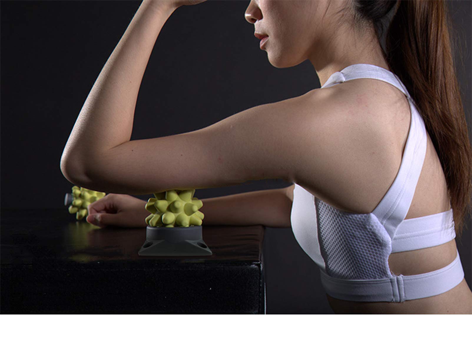 Deep Tissue Massage Ball with Spikes - Foot & Back Massager for Plantar Fasciitis Relief, Spiked Roller Ball with Removable Base for Muscle Pain - Perfect for Home, Gym & Office Use (Yellow with Ball Base)