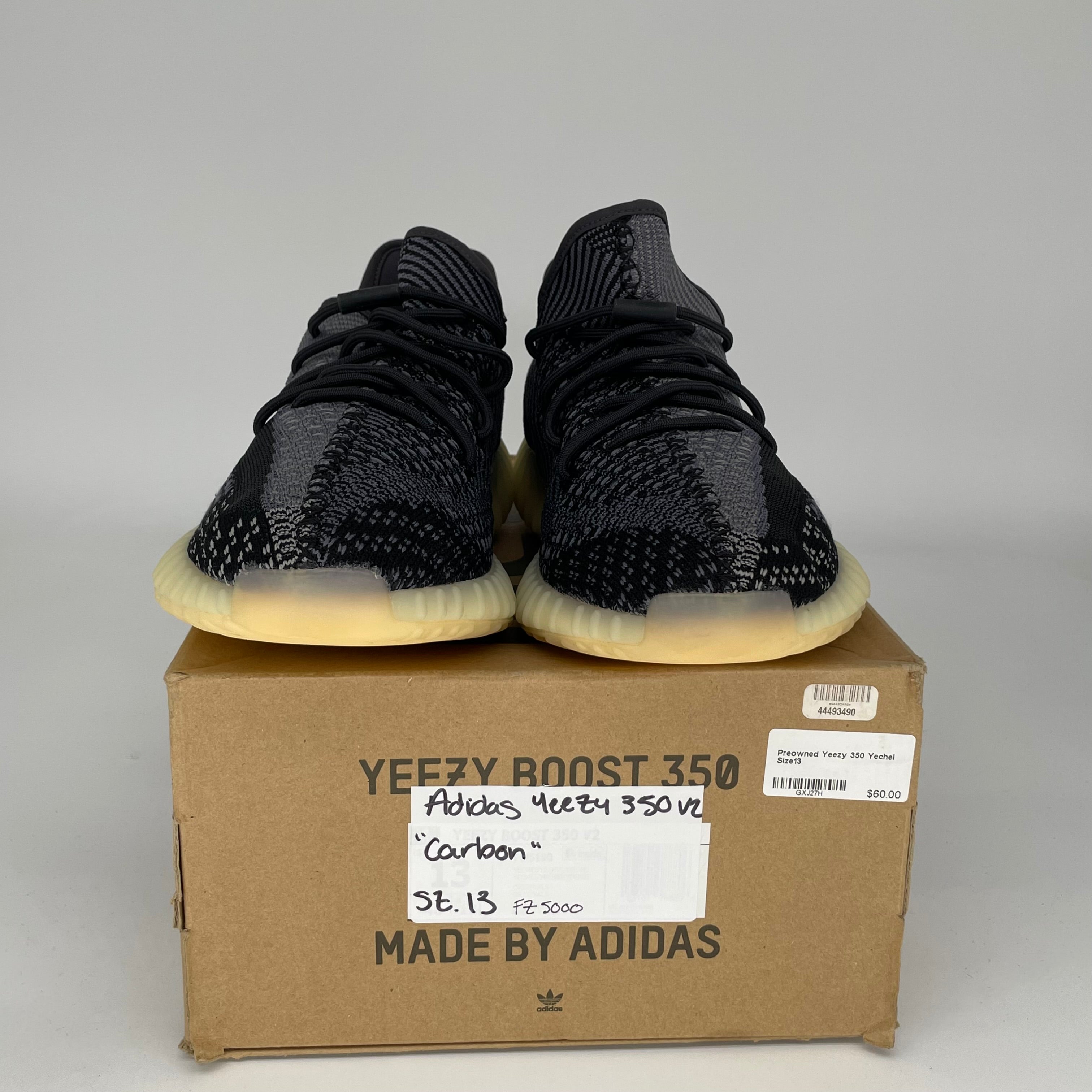 Adidas Yeezy Boost 350 V2 Carbon Sneakers - Men's Size 13 (FZ5000) | Comfortable Running Shoes for Jogging, Gym Workouts & Casual Streetwear Fashion