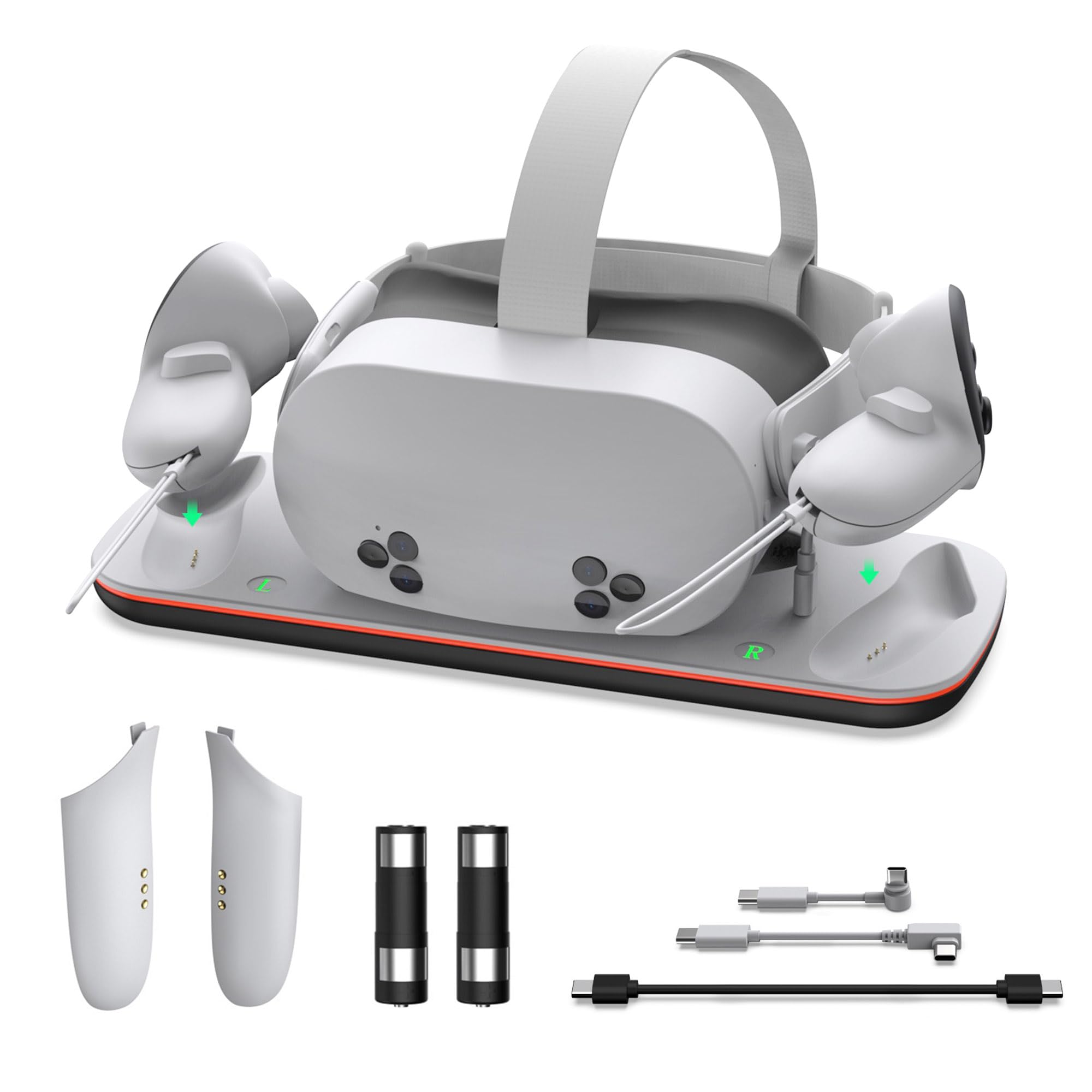 Meta Quest 3/3S Charging Dock - Magnetic Type-C VR Headset Stand with Rechargeable Battery & Controller Holder | Perfect for Gaming, VR Streaming & Home Entertainment Setup