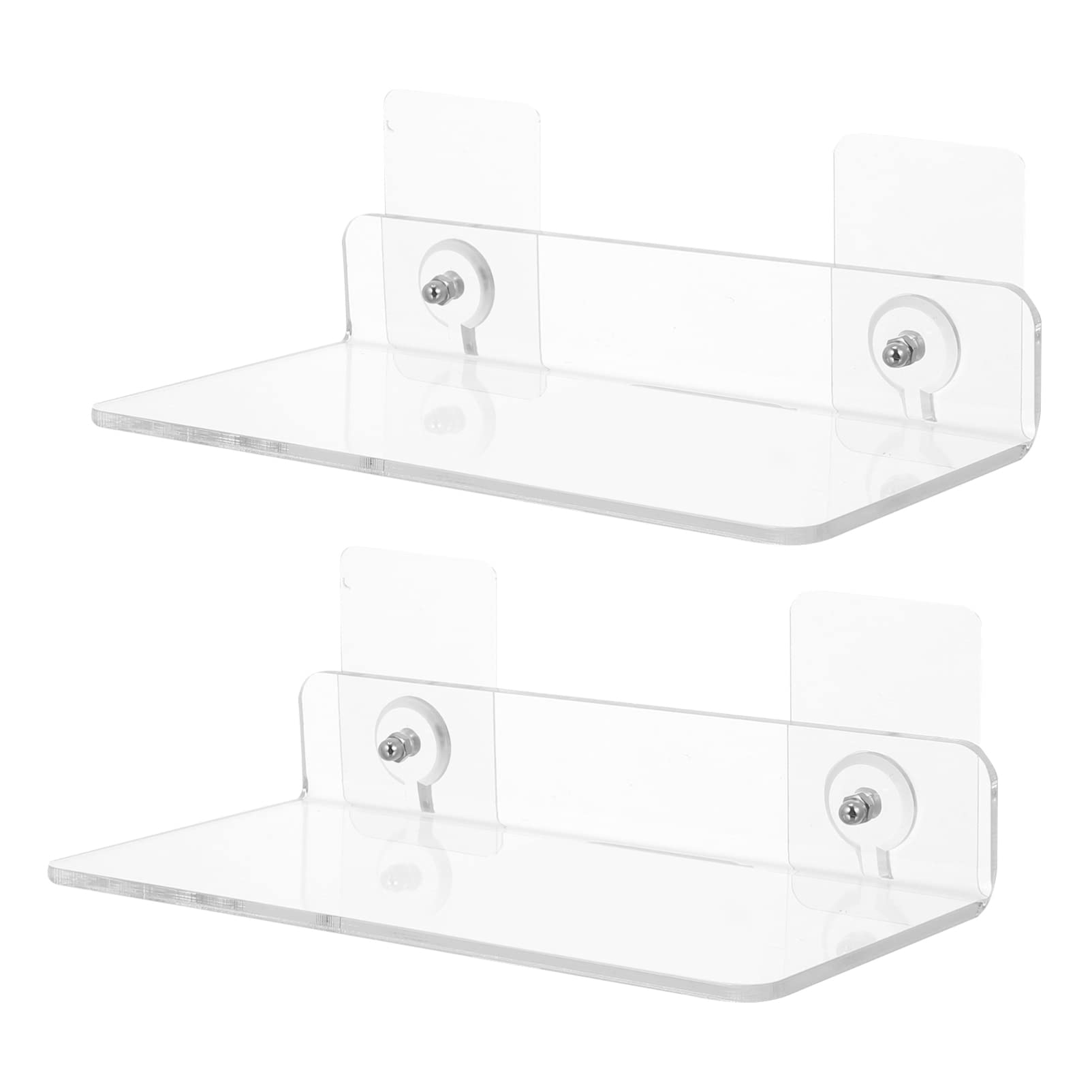 2-Pack Clear Acrylic Shower Caddy Organizer - No Drill Adhesive Wall Mounted Bathroom Shelf for Shampoo, Body Wash & Soap | Space-Saving Shower Storage Solution for Small Bathrooms & Dorm Showers