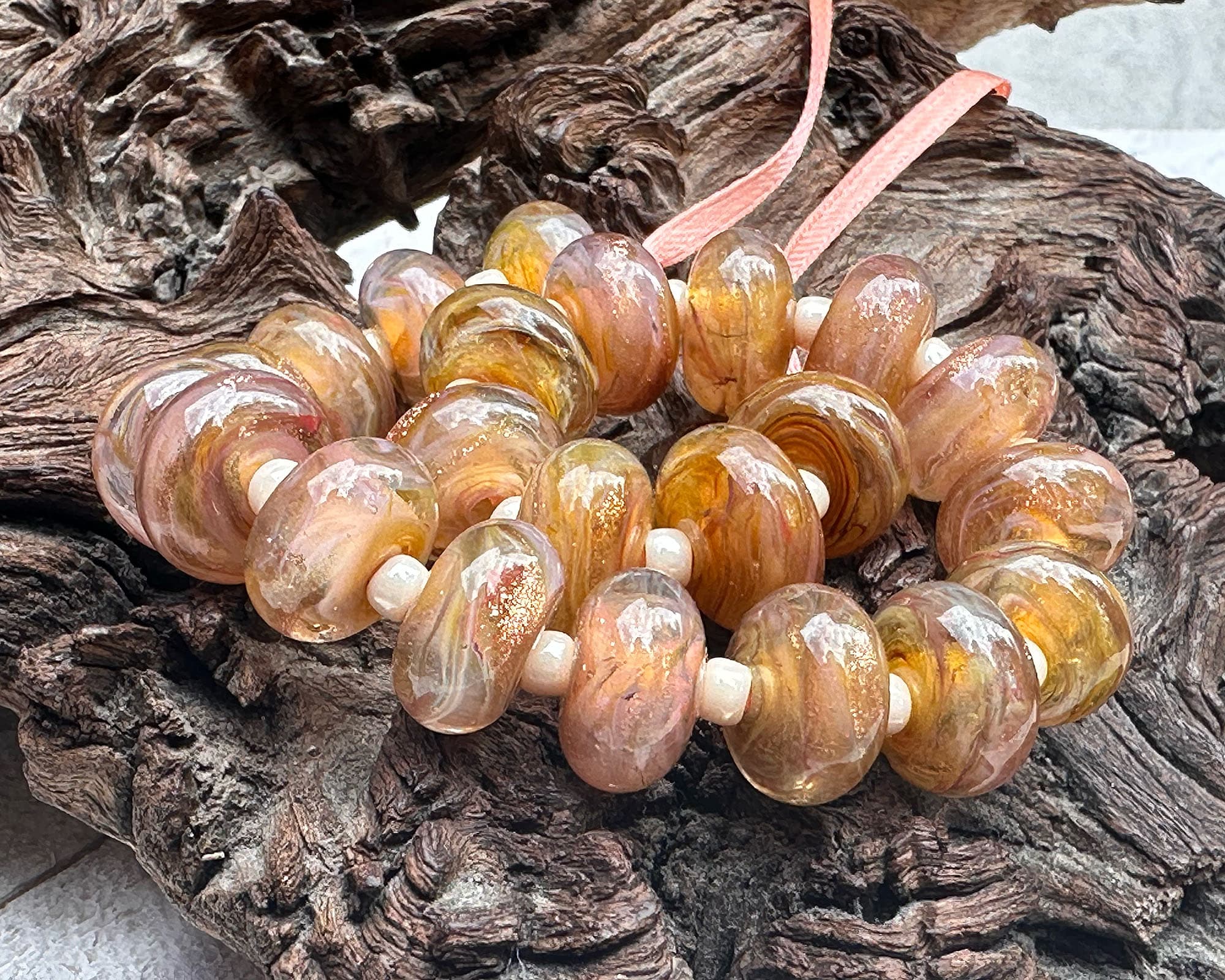 Sunset Glow Pink Shimmer Lampwork Glass Beads for Jewelry Making - DIY Bracelets, Necklaces & Home Decor Crafts
