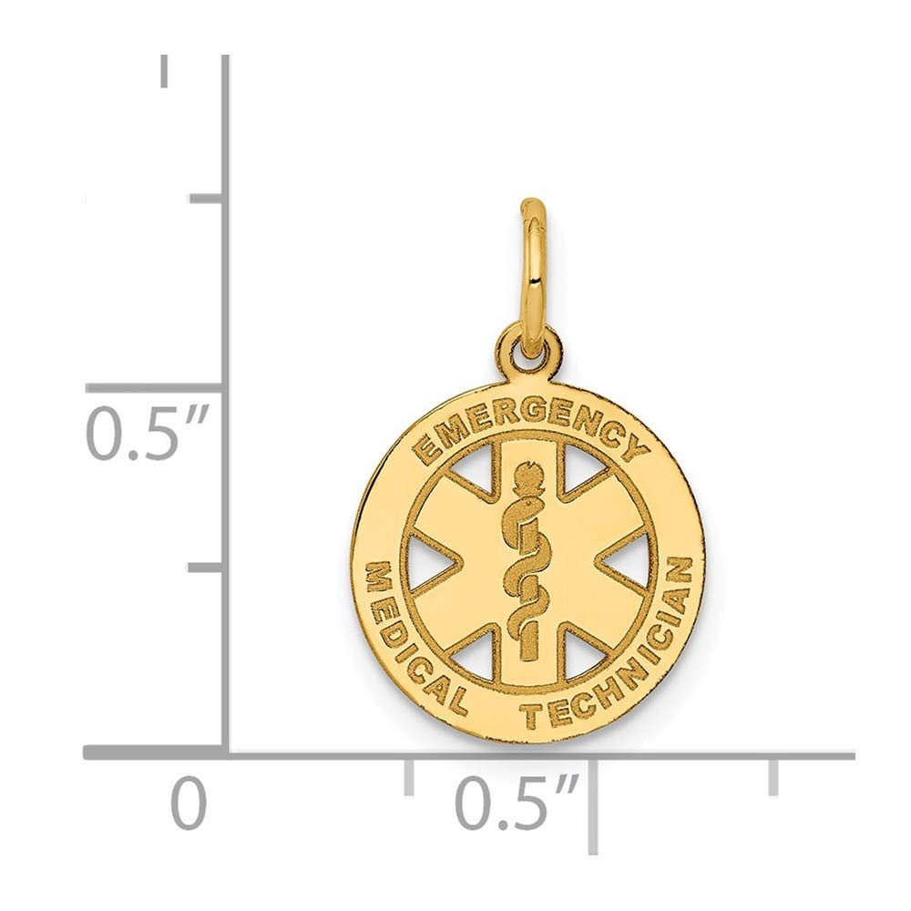 14k Gold EMT Disk Charm - Black Bow for Medical Jewelry & Gifts