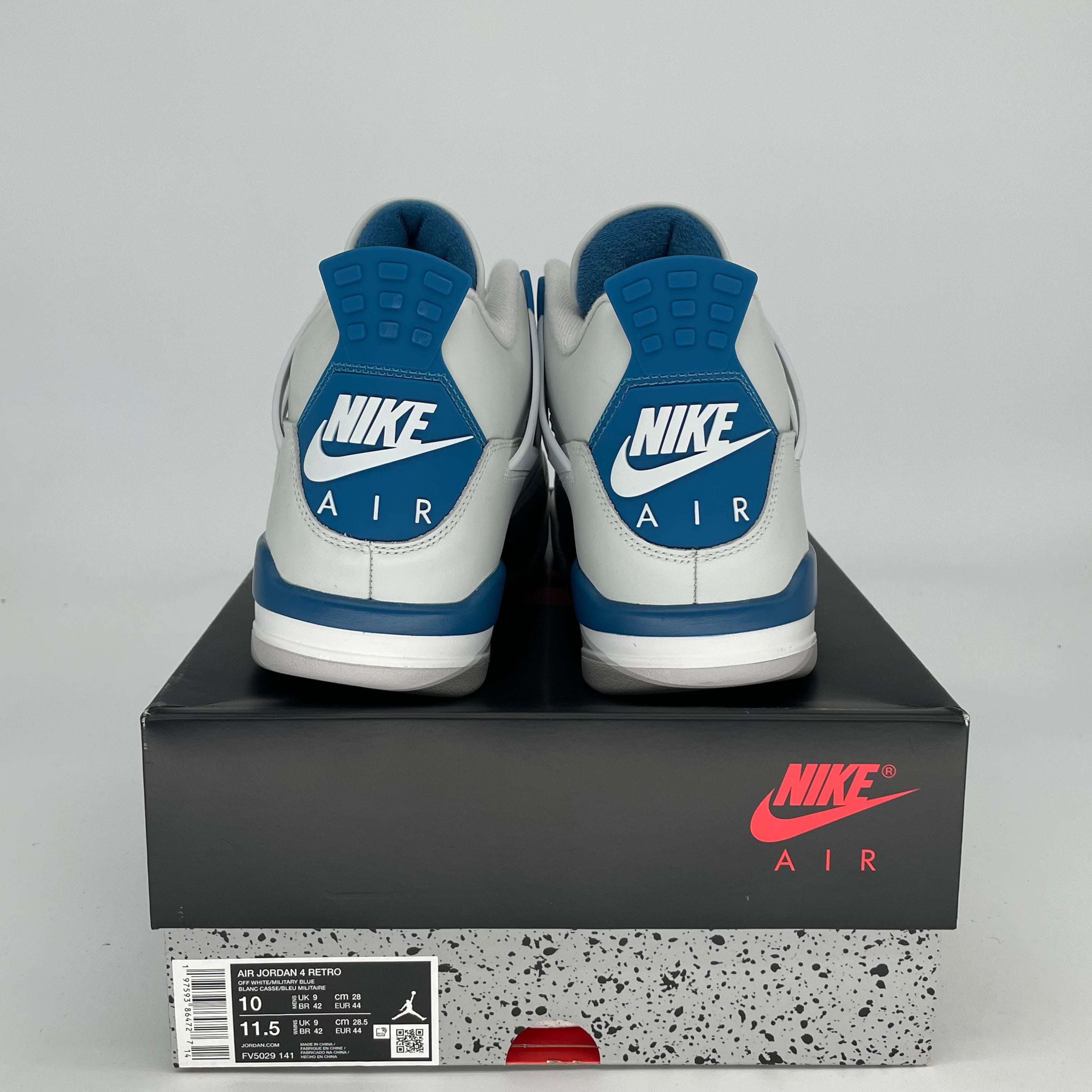 Original Air Jordan 4 Retro 'Military Blue' Men's Size 10 / Women's Size 11.5 - FV5029-141 | Authentic Basketball Sneakers for Sports & Streetwear Fashion