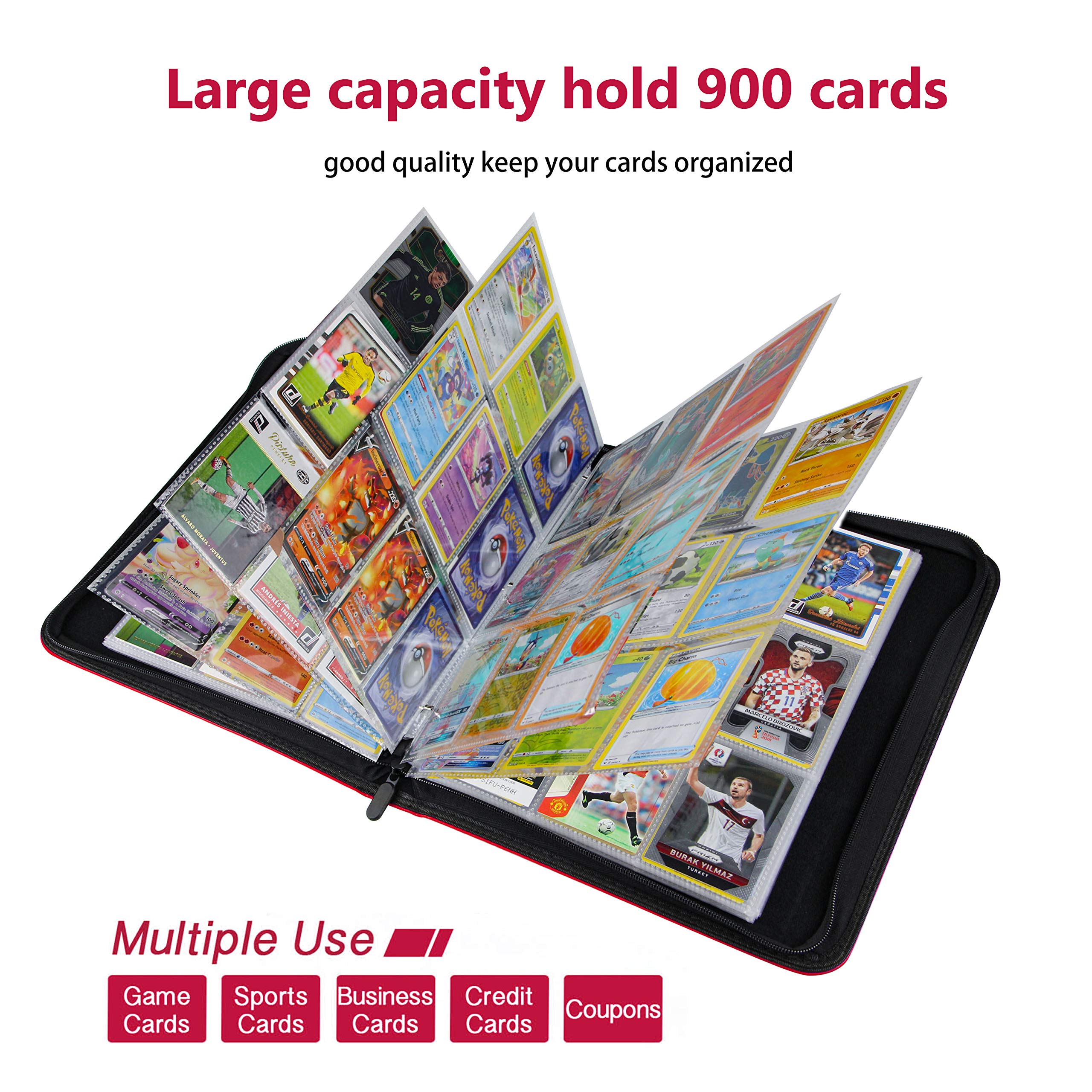 9-Pocket TONESPAC 900 Trading Card Binder - Portable Storage Case with Removable Sheets for Sports, Baseball & Collectible Cards | Premium Card Collection Organizer for Collectors | Perfect for TCG, MTG & Pokemon Cards (Red)