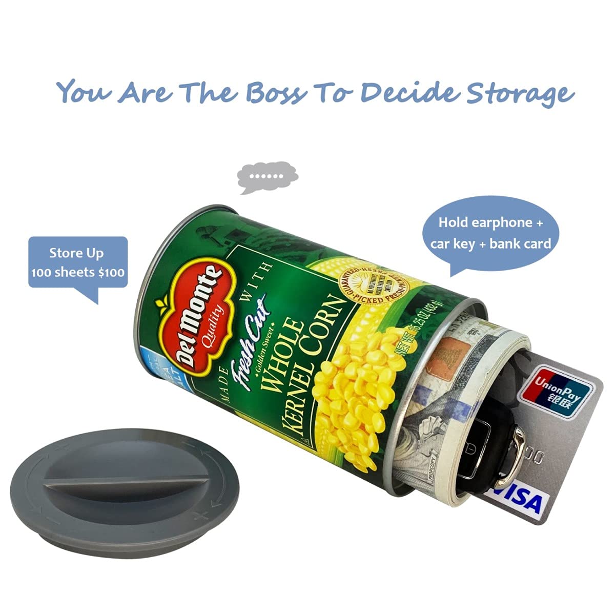 Fake Can Safe - Diversion Secret Stash Container for Money & Valuables (Corn Design) - Perfect for Home Security, Travel & Emergency Cash Hiding