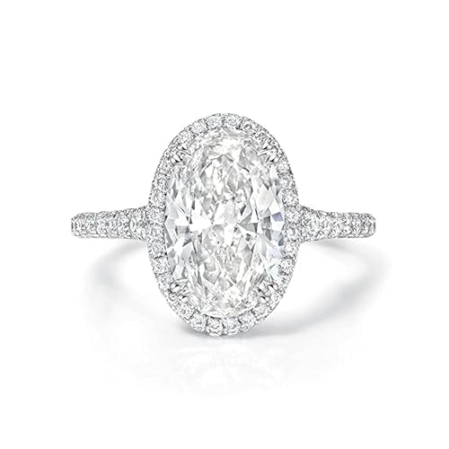 3.50 CT Elongated Oval Halo Moissanite Engagement Ring for Women - Handmade Wedding Bridal Ring Set with Pave Setting in Sterling Silver, 10k/14k/18k Solid Gold - Perfect Anniversary, Promise, or Valentine's Day Gift for Her - Ideal for Proposals, Weddings, and Special Occasions