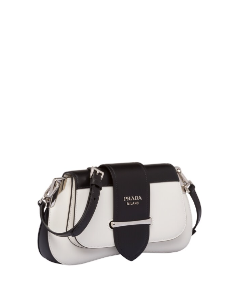 Prada Sidonie Genuine Leather Shoulder Bag for Women - White & Black Luxury Handbag | Perfect for Work, Travel & Evening Events