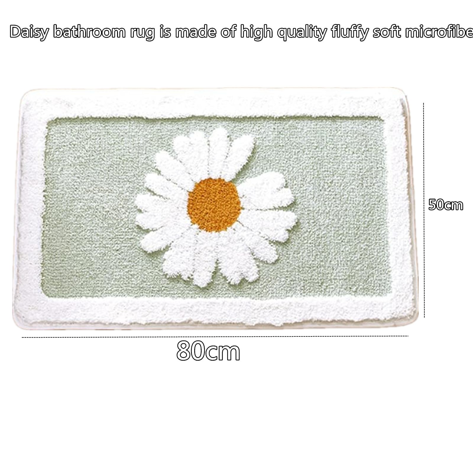 **Soft Non-Slip Daisy Bathroom Rug – Absorbent Machine-Washable Bath Mat for Bathroom & Shower – Pet-Friendly Carpet Protector (19.7”x31.5”, Green) – Perfect for Cozy Home Decor & Wet Floor Safety**