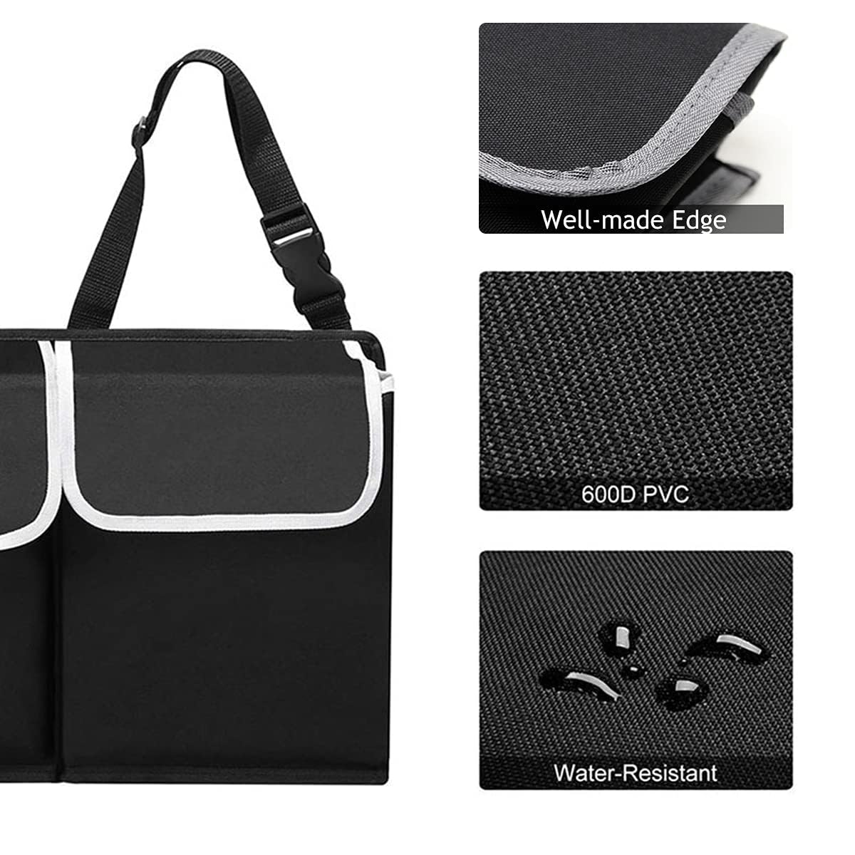 Best Car Trunk Organizer for SUV & Sedan - 4-Pocket Hanging Storage Bag with Collapsible Design | Space-Saving Car Interior Accessories for Women & Men | Perfect for Road Trips, Grocery Shopping & Daily Commute