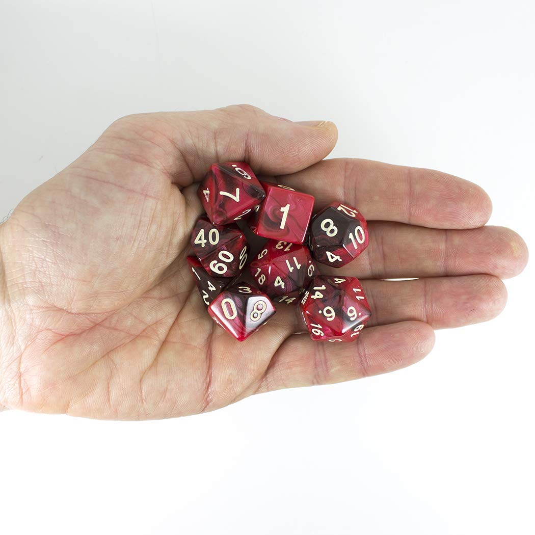 Blood God DND Dice Set - Red & Brown with Extra D20 for RPG Gaming
