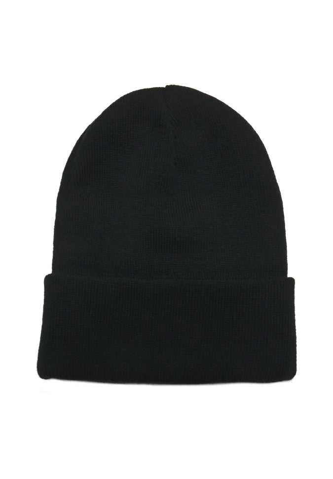 Black Rib Knit Acrylic Winter Beanie Hat for Men & Women - Warm Crown Cap for Skiing, Snowboarding & Outdoor Activities
