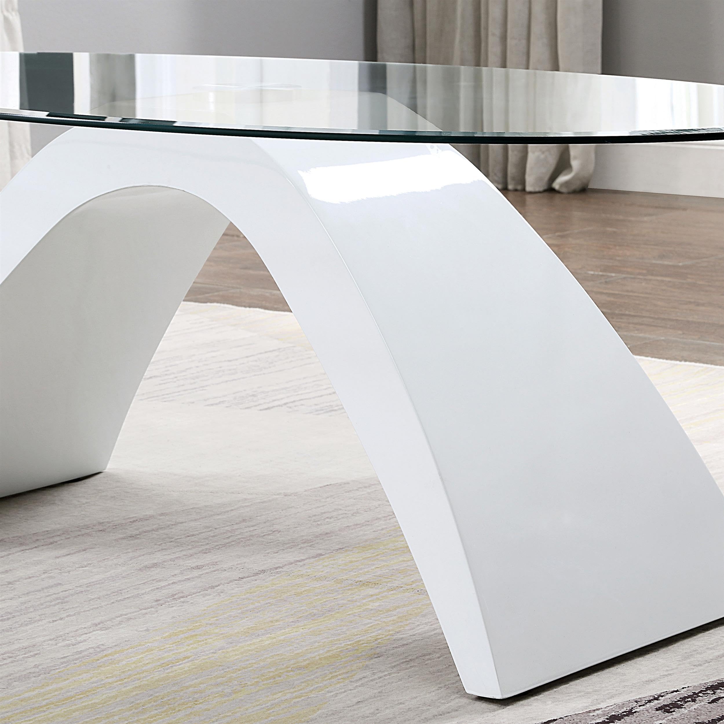 Furniture of America Pelletoni Modern White Glass Top Coffee Table - Perfect for Living Room, Lounge & Contemporary Home Decor
