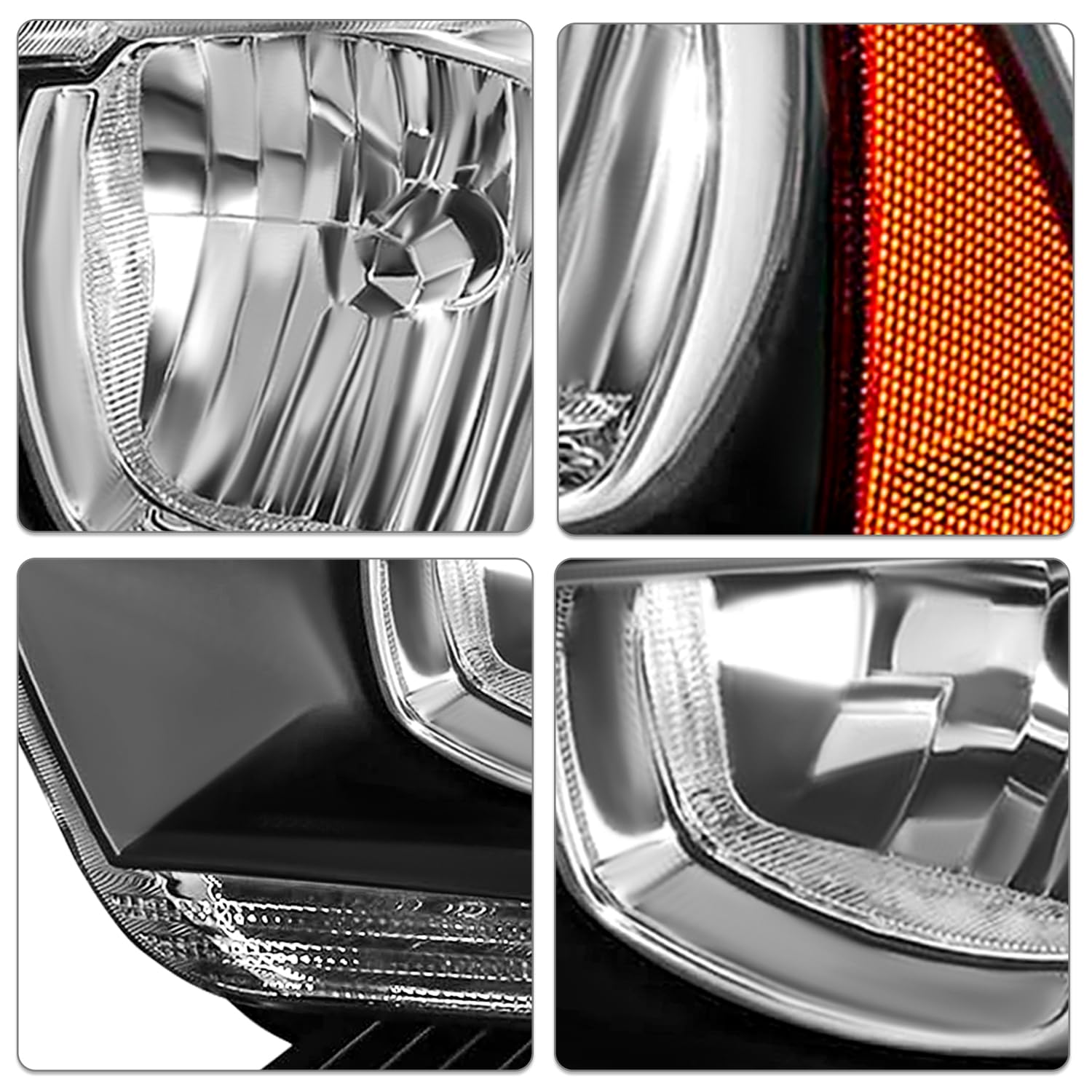 Dodge Charger Headlight Assembly Set - Compatible with 2011-2014 Models, Halogen Replacement Headlamp with Black Housing & Amber Reflector (Includes High/Low Beam Bulbs) - Perfect for Night Driving & Auto Upgrades