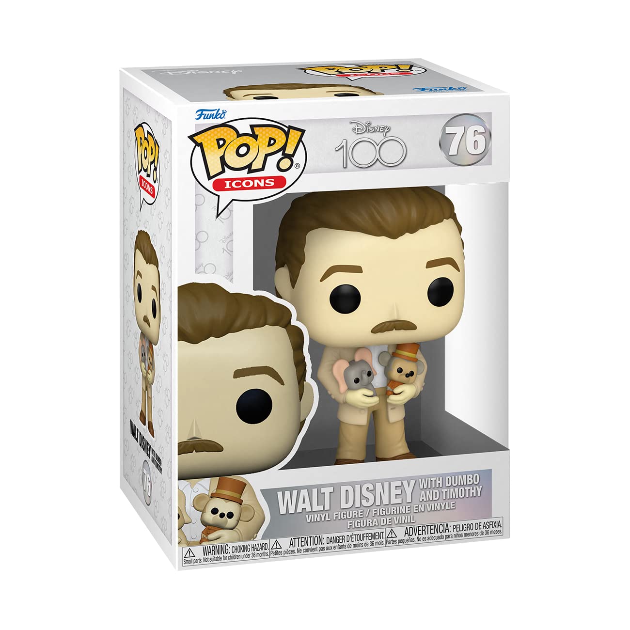 Funko Pop! Disney 100th Anniversary Collectible - Walt Disney with Dumbo & Timothy Figure | Limited Edition Disney Memorabilia for Fans & Collectors | Perfect for Display, Gifts & Disney Theme Parties