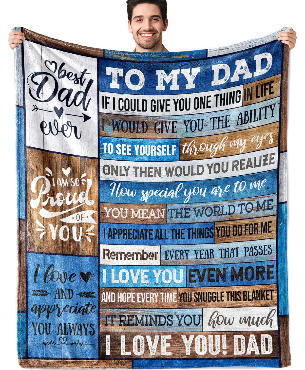 Best Dad Ever Gifts - 40x50 Inch Soft Throw Blanket for Bed, Sofa & Lounging | Perfect Birthday Gift from Daughter or Son | Cozy & Thoughtful Present for Father's Day, Christmas & Special Occasions