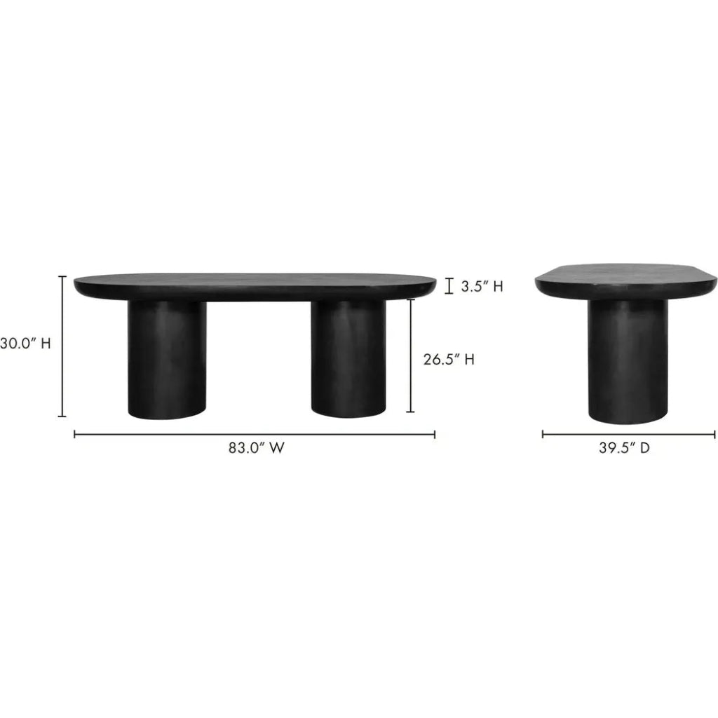 83 Inch Outdoor Dining Table - Black Concrete Top, Weatherproof & Durable Patio Furniture for Backyard, Garden, Poolside Dining & Entertaining