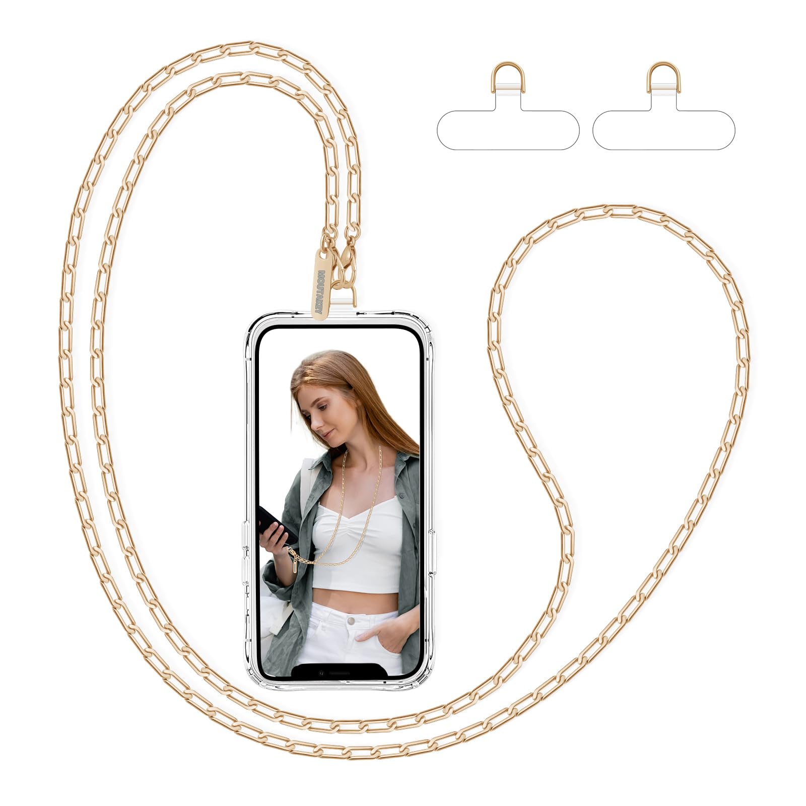 Lightweight Detachable Phone Lanyard Crossbody Chain with Metal Neck Holder & Tether Tab - Stylish iPhone 16 Accessory for Women & Girls - Perfect for Shopping, Traveling, and Everyday Use