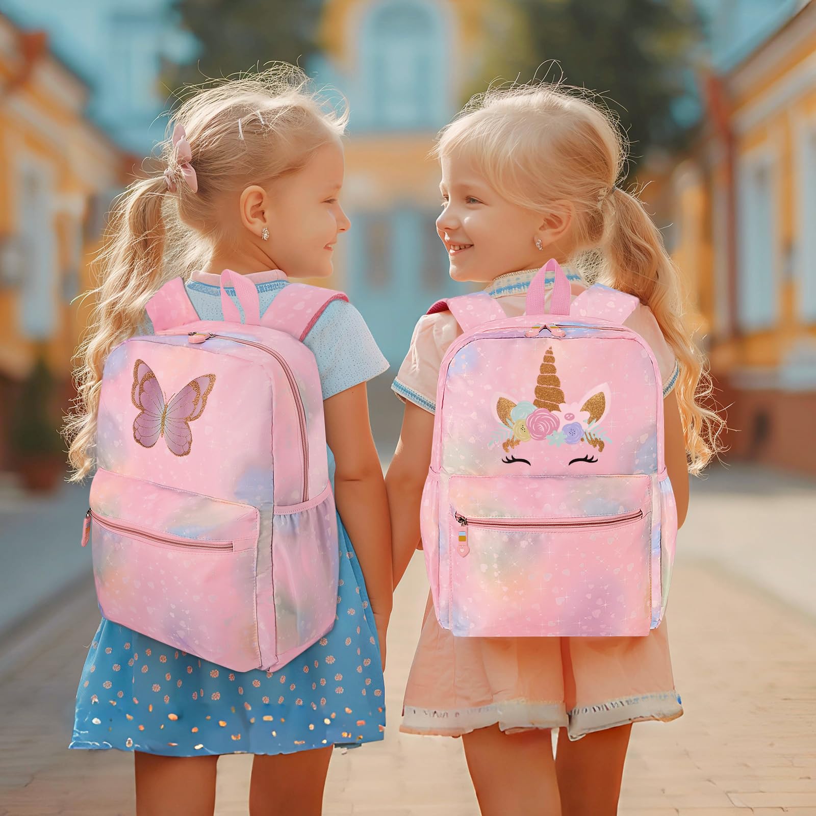 Cokouchyi 3 Pcs Kids Backpack Set with Lunch Box & Pencil Case - Lightweight Unicorn School Backpack for Girls Age 4-8, Preschool & Elementary Bookbag - Perfect for School, Travel & Daily Use