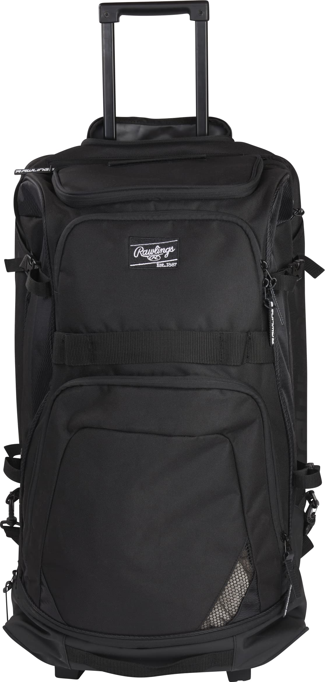 Rawlings R1801 Wheeled Catcher's Backpack for Baseball & Softball - Durable Gear Bag with Wheels for Easy Transport | Perfect for Games, Practices & Travel
