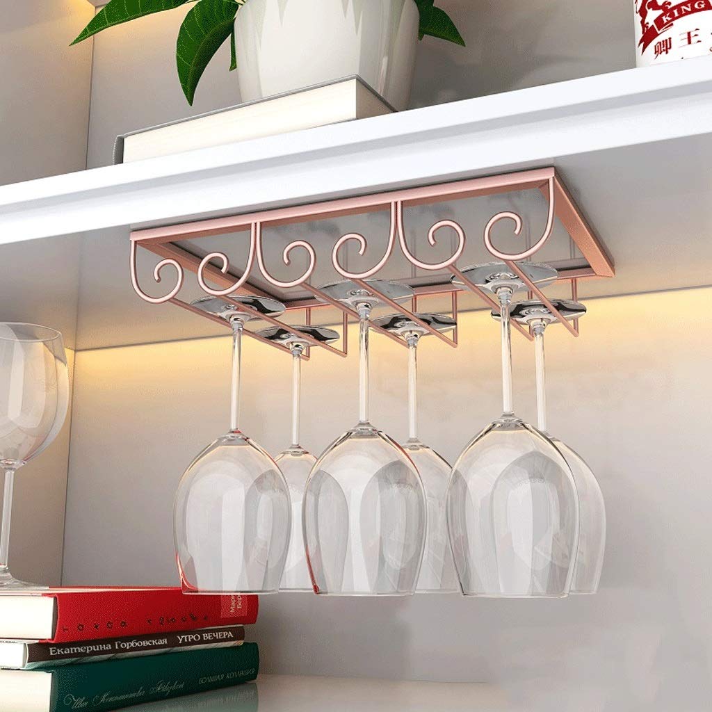 JIU Hanging Wine Glass Holder - Rustproof Wrought Iron Upside Down Goblet Storage Stand for Wine Cabinet, Bar & Restaurant Decor - Perfect for Living Room, Kitchen & Dining Room Wine Glass Organization