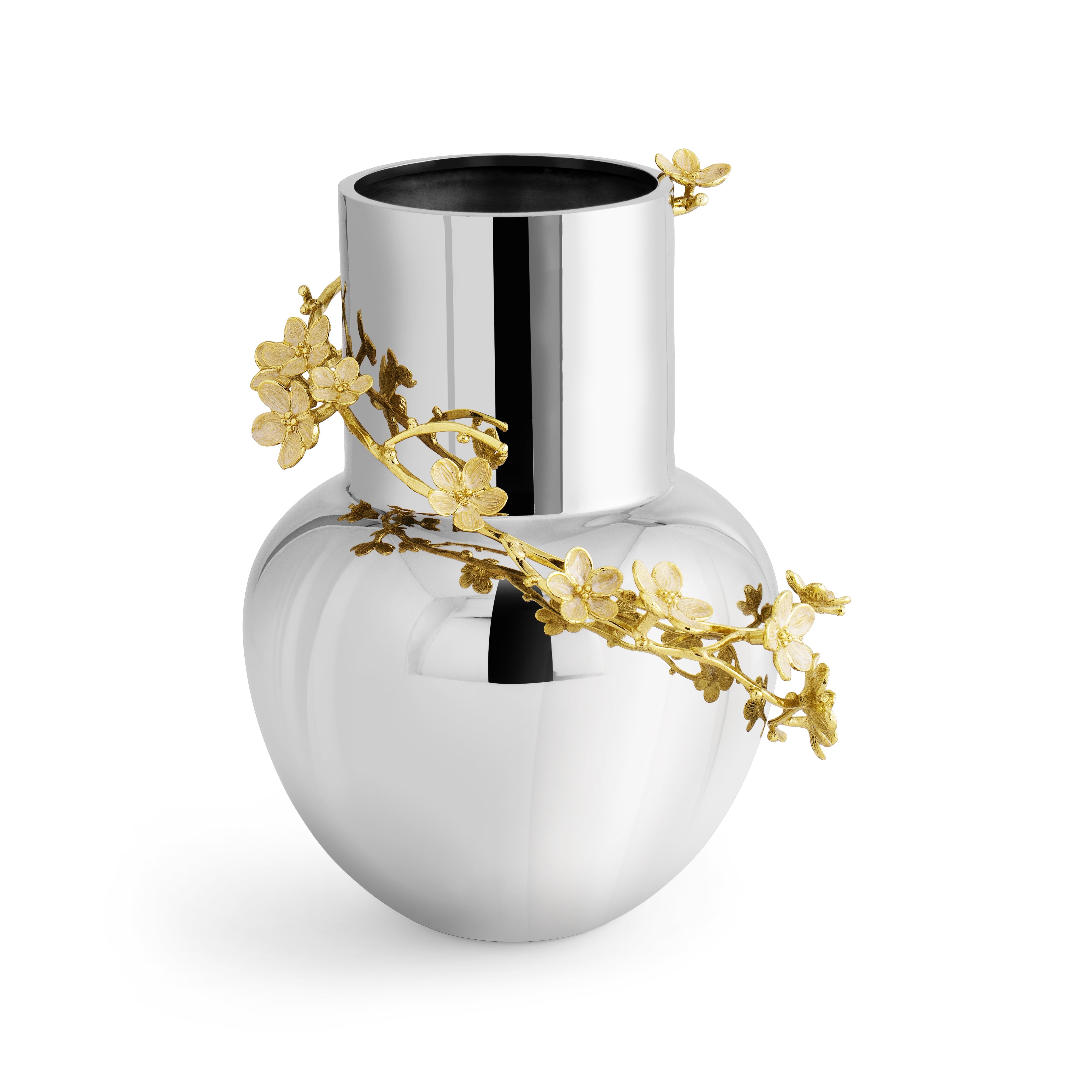 Elegant Silver Cherry Blossom Vase - Handcrafted Floral Decor for Home, Wedding & Spring Table Centerpiece