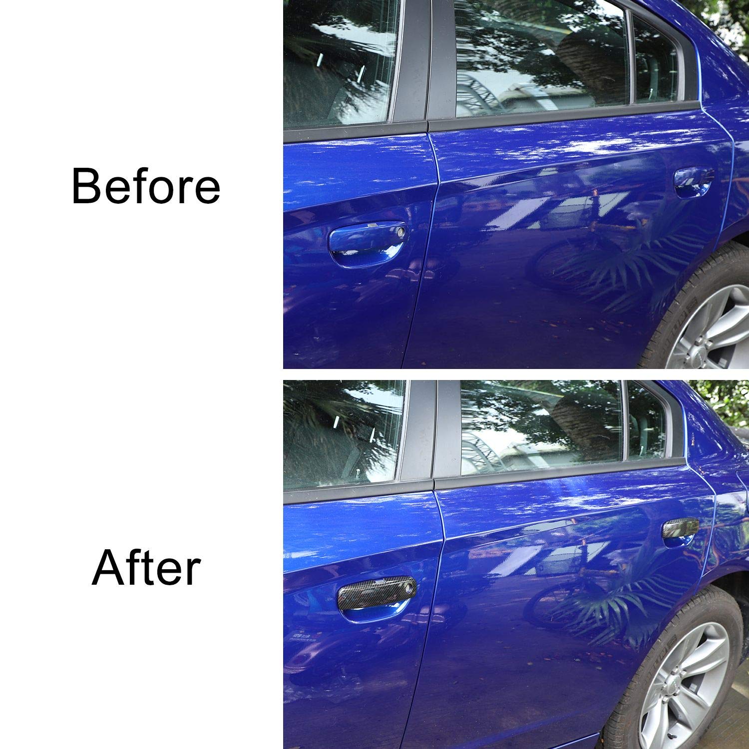 Premium ABS Carbon Fiber Door Handles Trim for 2010-2024 Dodge Charger - Exterior Car Accessories (4-Piece Set) - Upgrade Your Ride with Stylish Protection