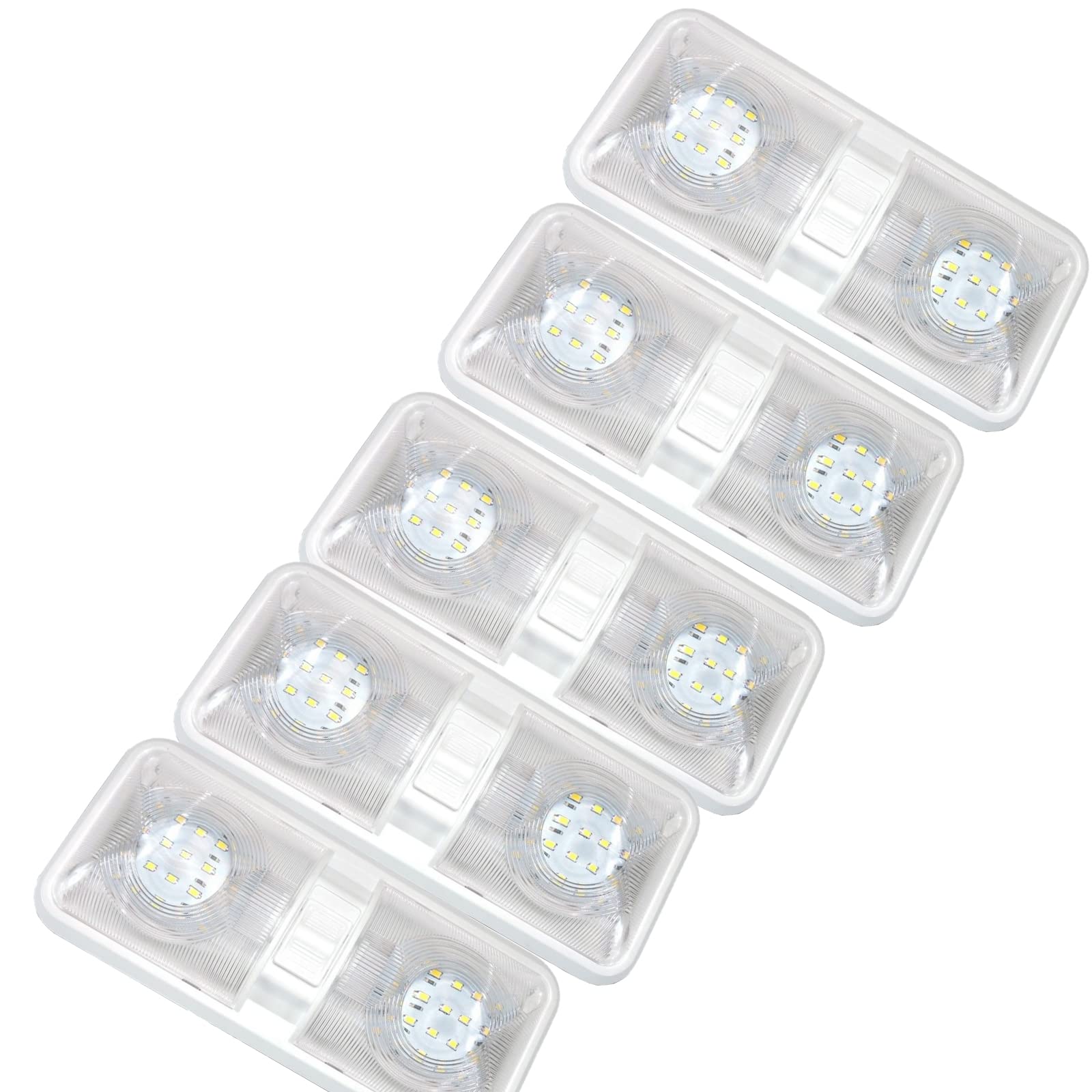 5 Pack RV LED 12V Dome Ceiling Lights - Waterproof Double Dome Fixture for Camper, Trailer, Motorhome, Marine Boat - Perfect for Bedroom, Kitchen & Bathroom Lighting